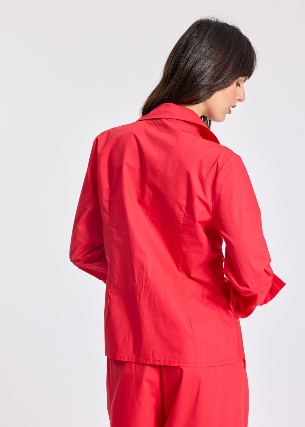 SOKA RED POPLIN TIED SHIRT