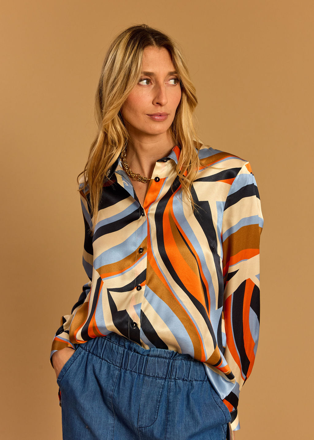 CHEMISE FLUIDE CRISTA BLEU