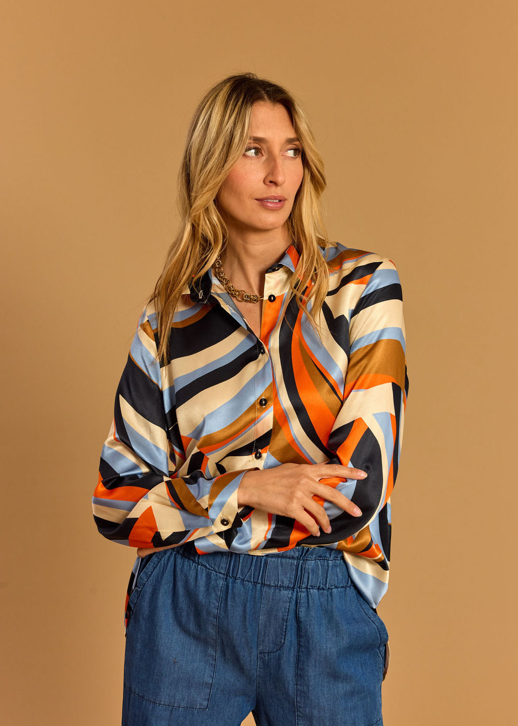 CHEMISE FLUIDE CRISTA BLEU