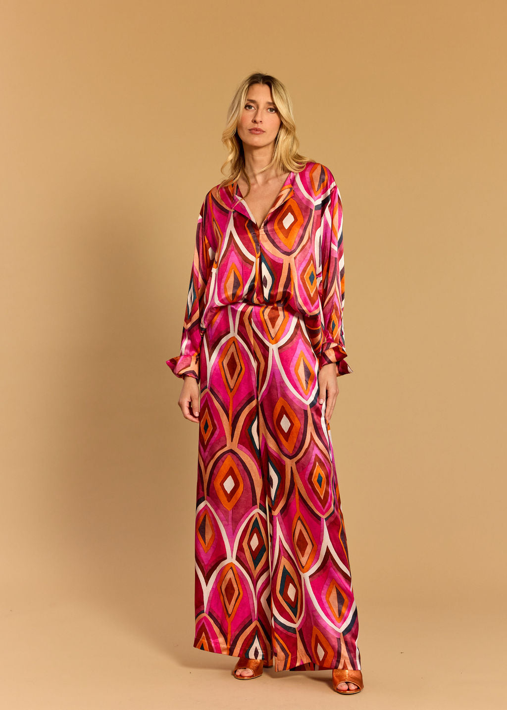 PANTALON IMPRIMÉ LORIE PLUM