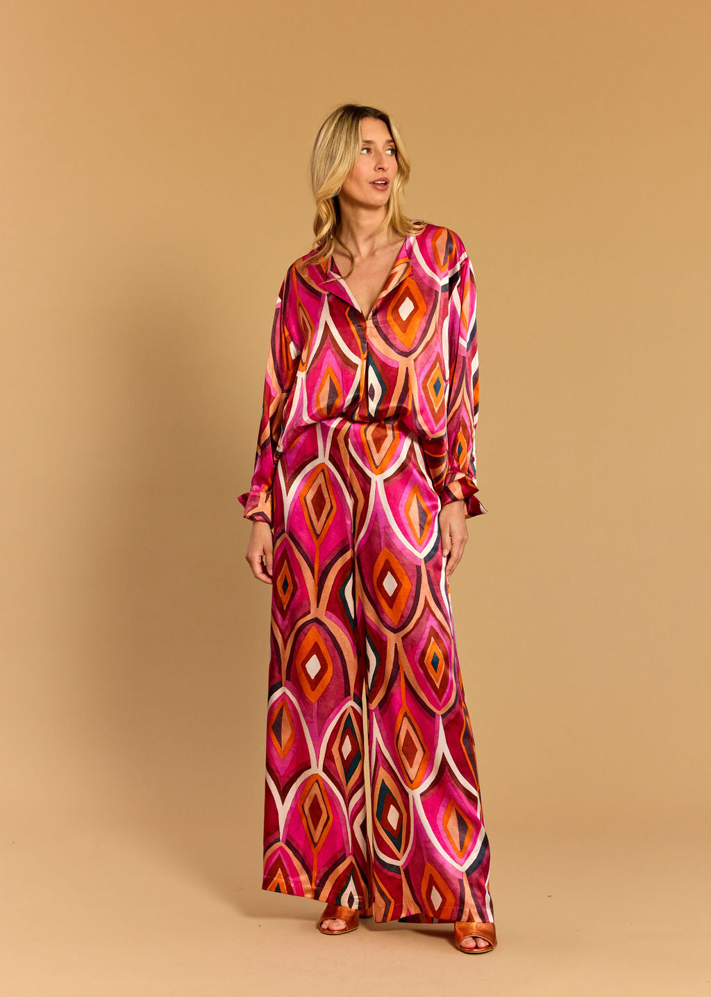 PANTALON IMPRIMÉ LORIE PLUM