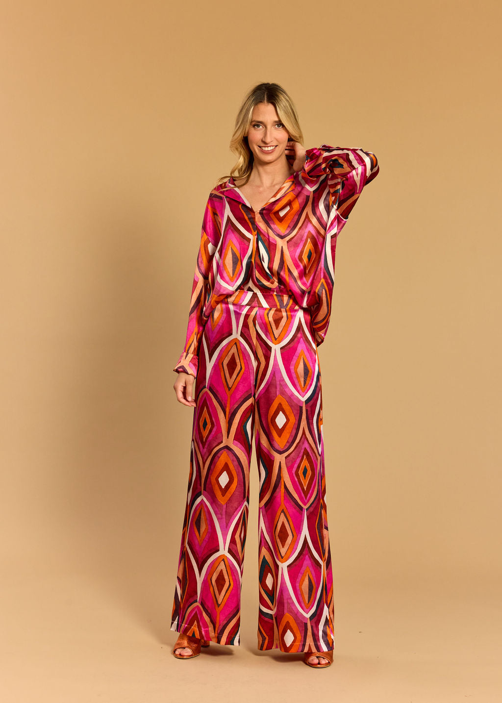 PANTALON IMPRIMÉ LORIE PLUM