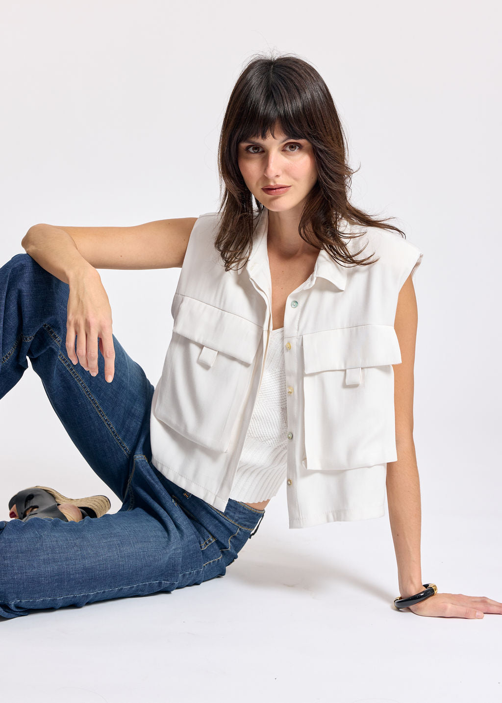 TAZ ECRU SHORT JACKET WITH POCKETS