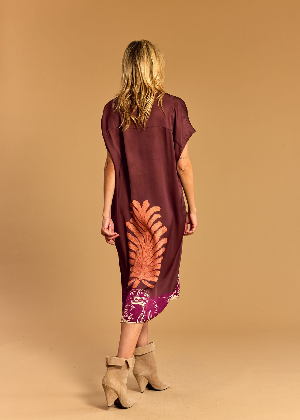 AMBRA CORAL PRINTED CAFTAN DRESS