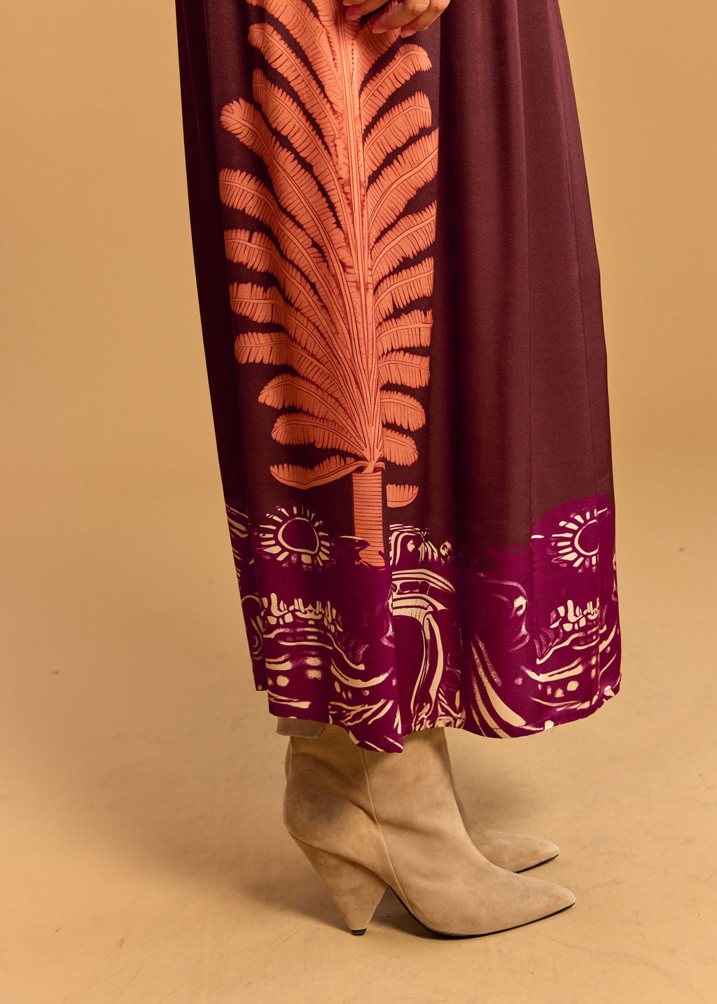 COLEEN CORAL PRINTED FLUID SKIRT