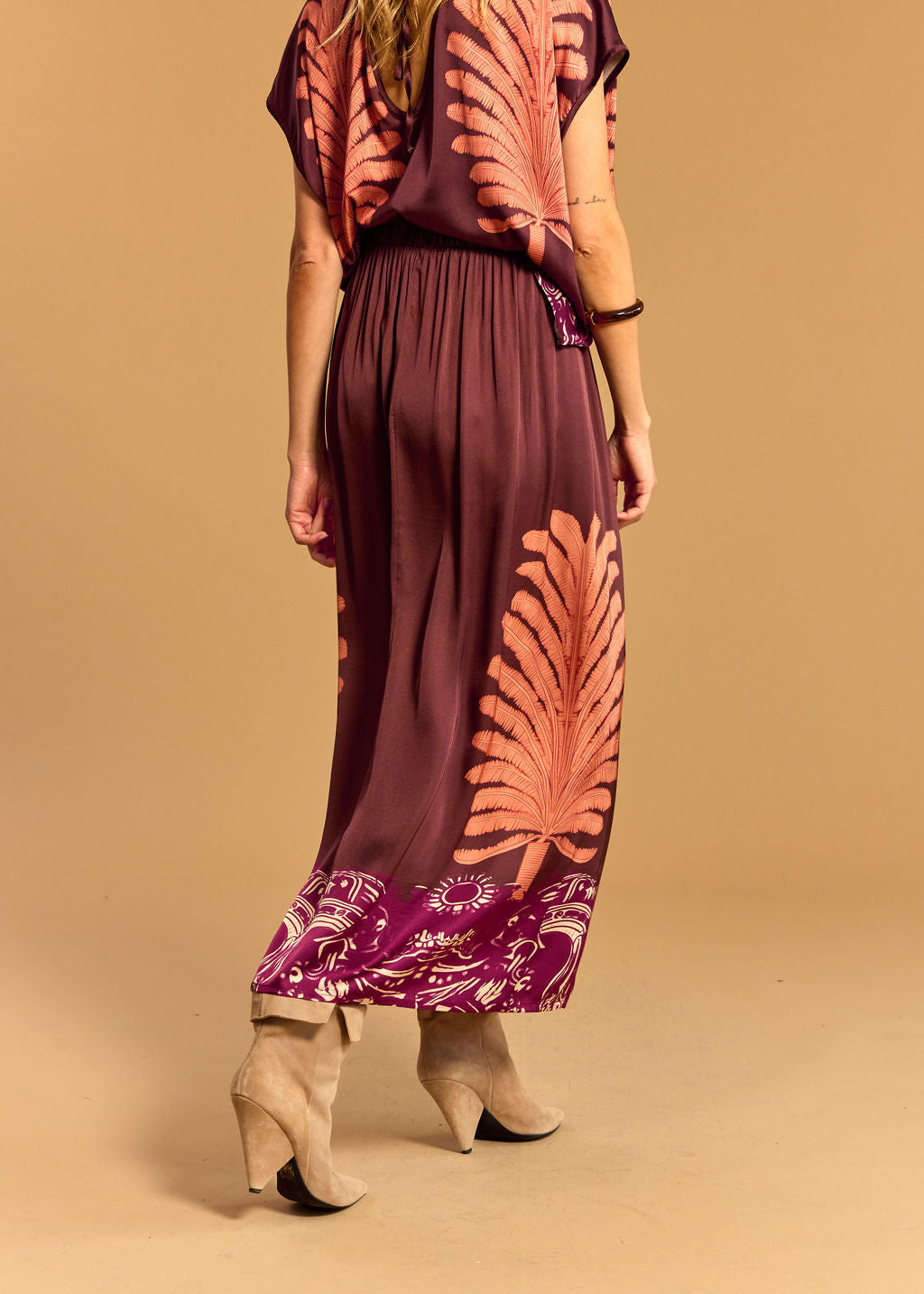 COLEEN CORAL PRINTED FLUID SKIRT