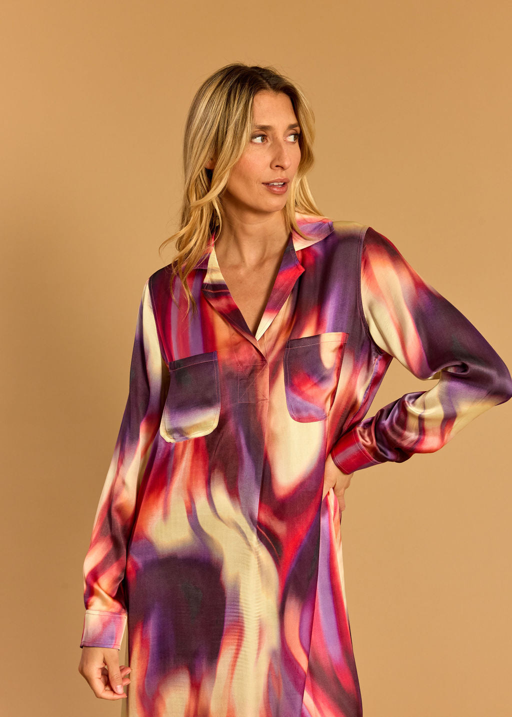 MAYA FLAM PRINTED TUNIC DRESS