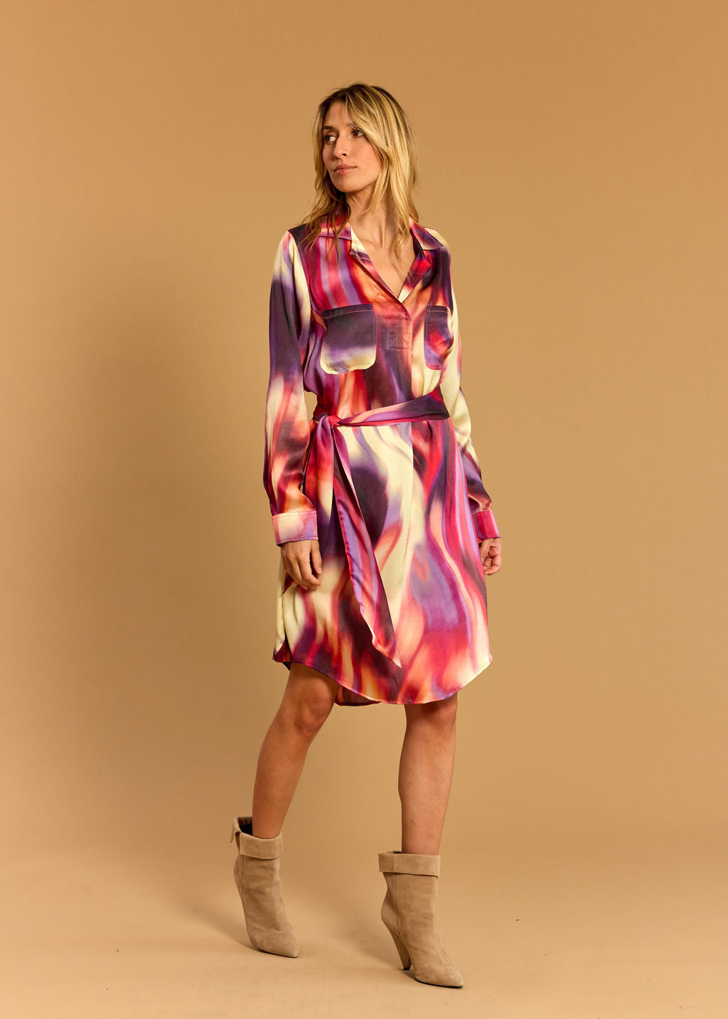 MAYA FLAM PRINTED TUNIC DRESS