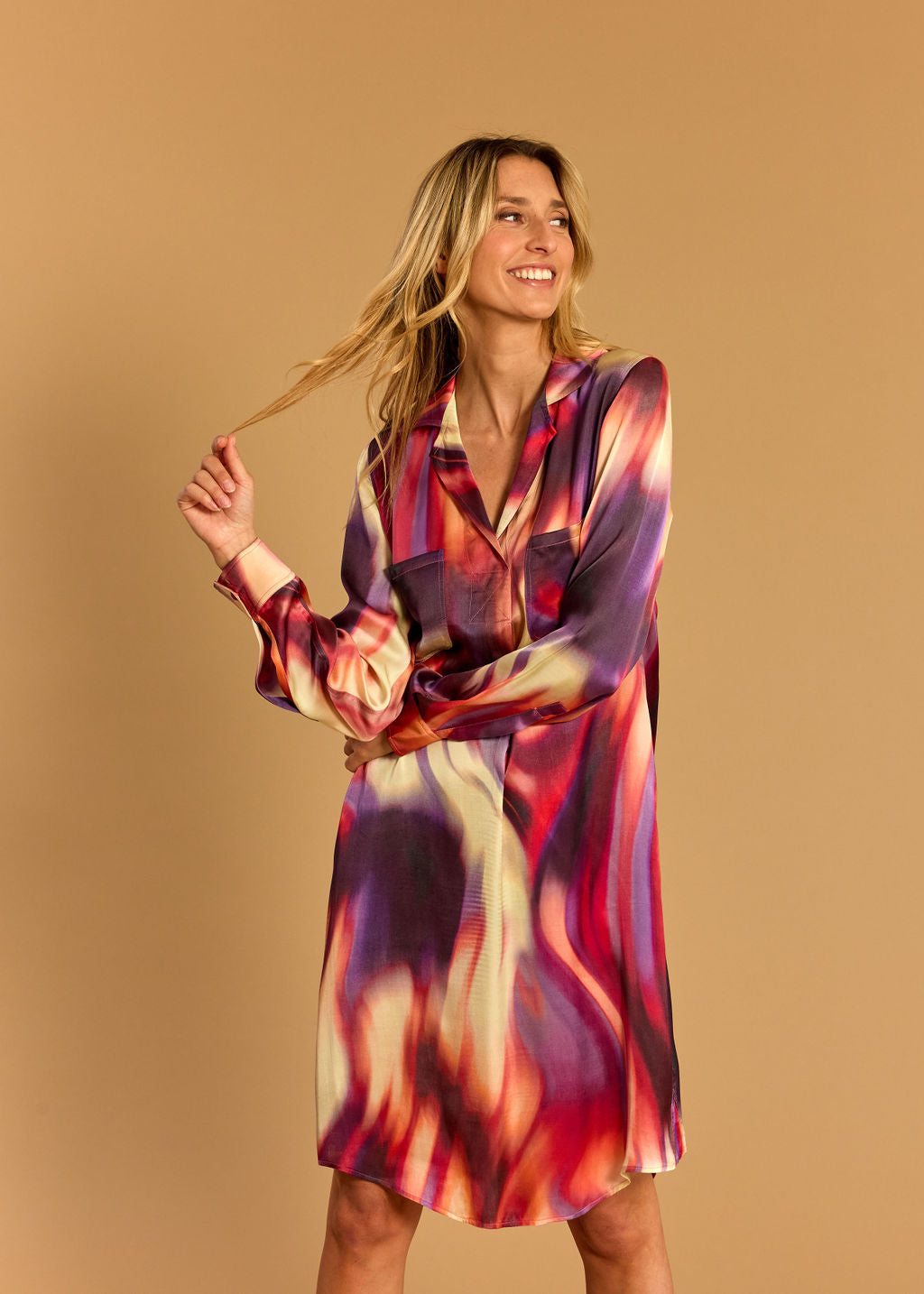MAYA FLAM PRINTED TUNIC DRESS