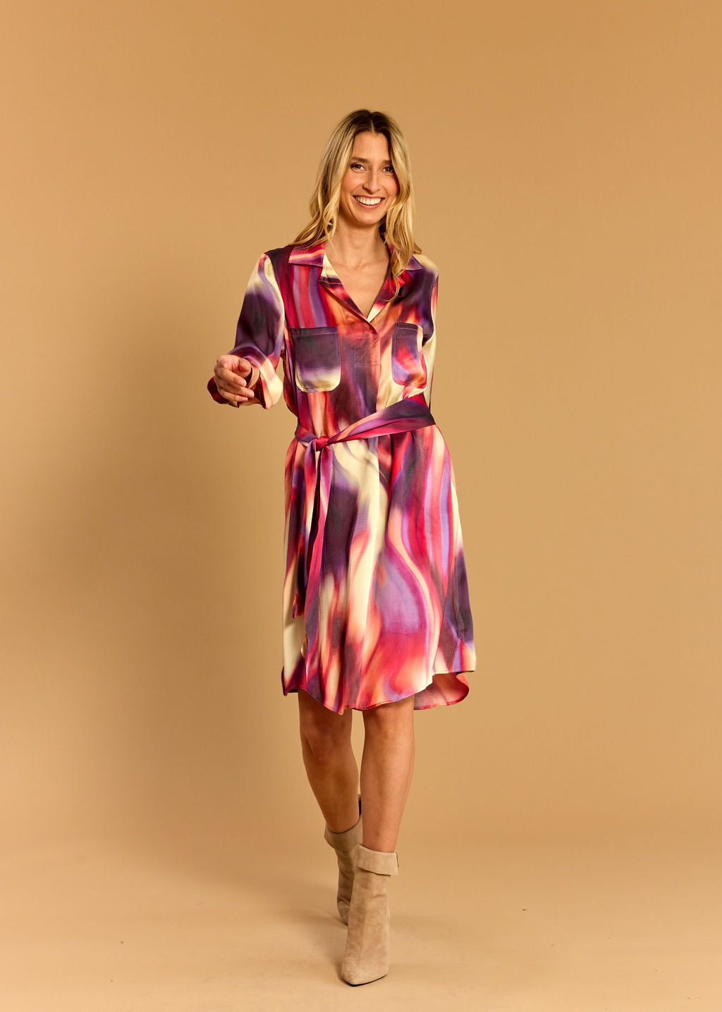 MAYA FLAM PRINTED TUNIC DRESS