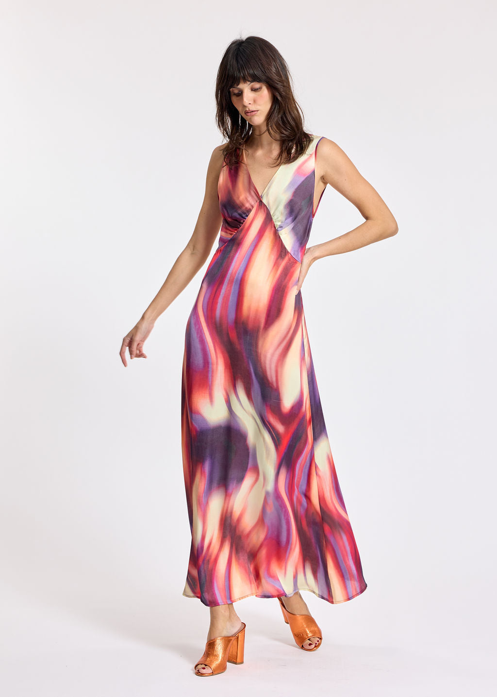 NELA FLAM PRINTED LONG DRESS