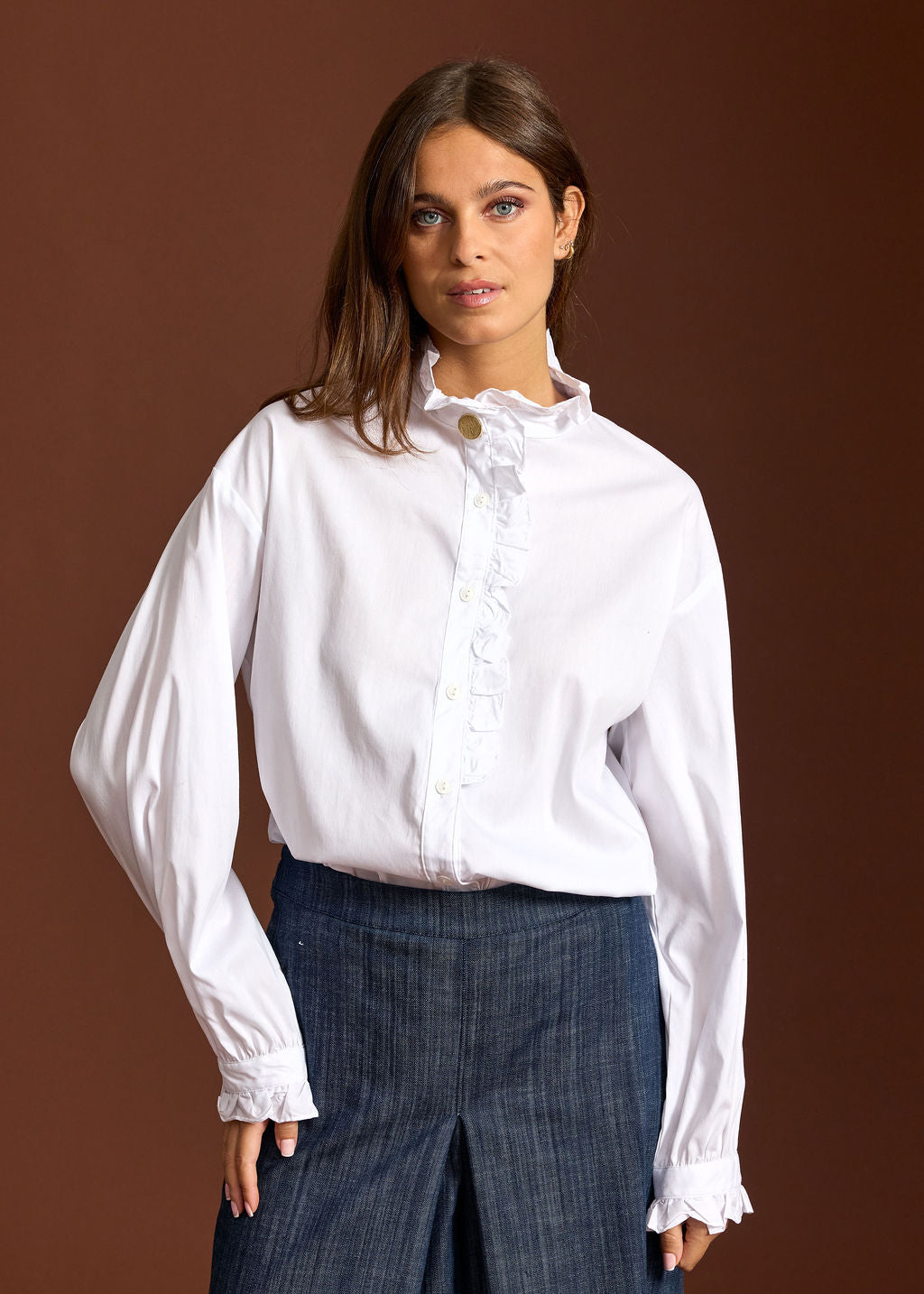 CHEMISE VOLANTÉE DIANA BLANC