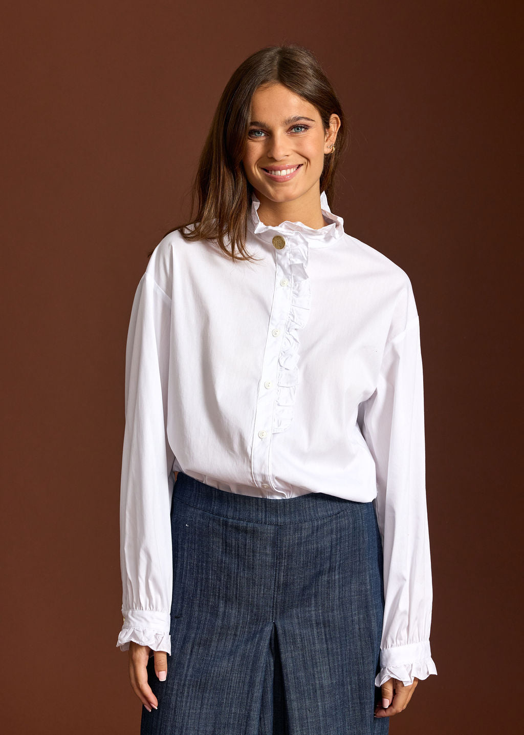 CHEMISE VOLANTÉE DIANA BLANC