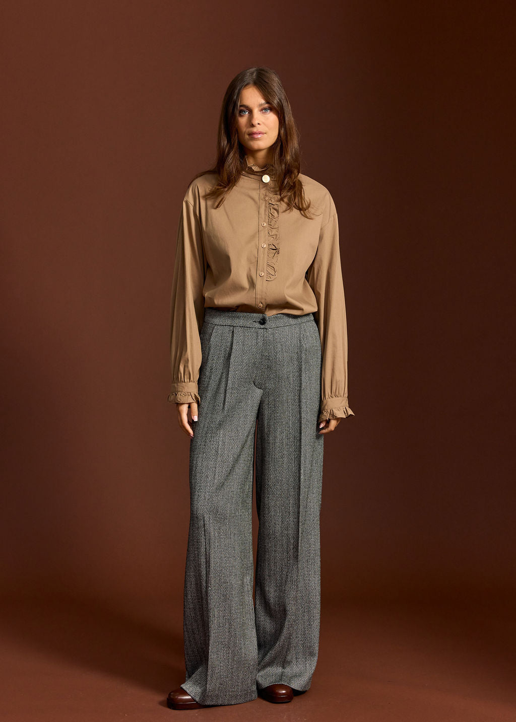 CHEMISE VOLANTÉE DIANA CAMEL