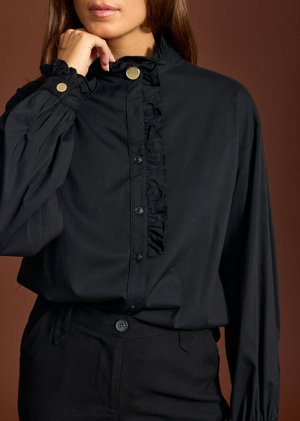 CHEMISE VOLANTÉE DIANA NOIR