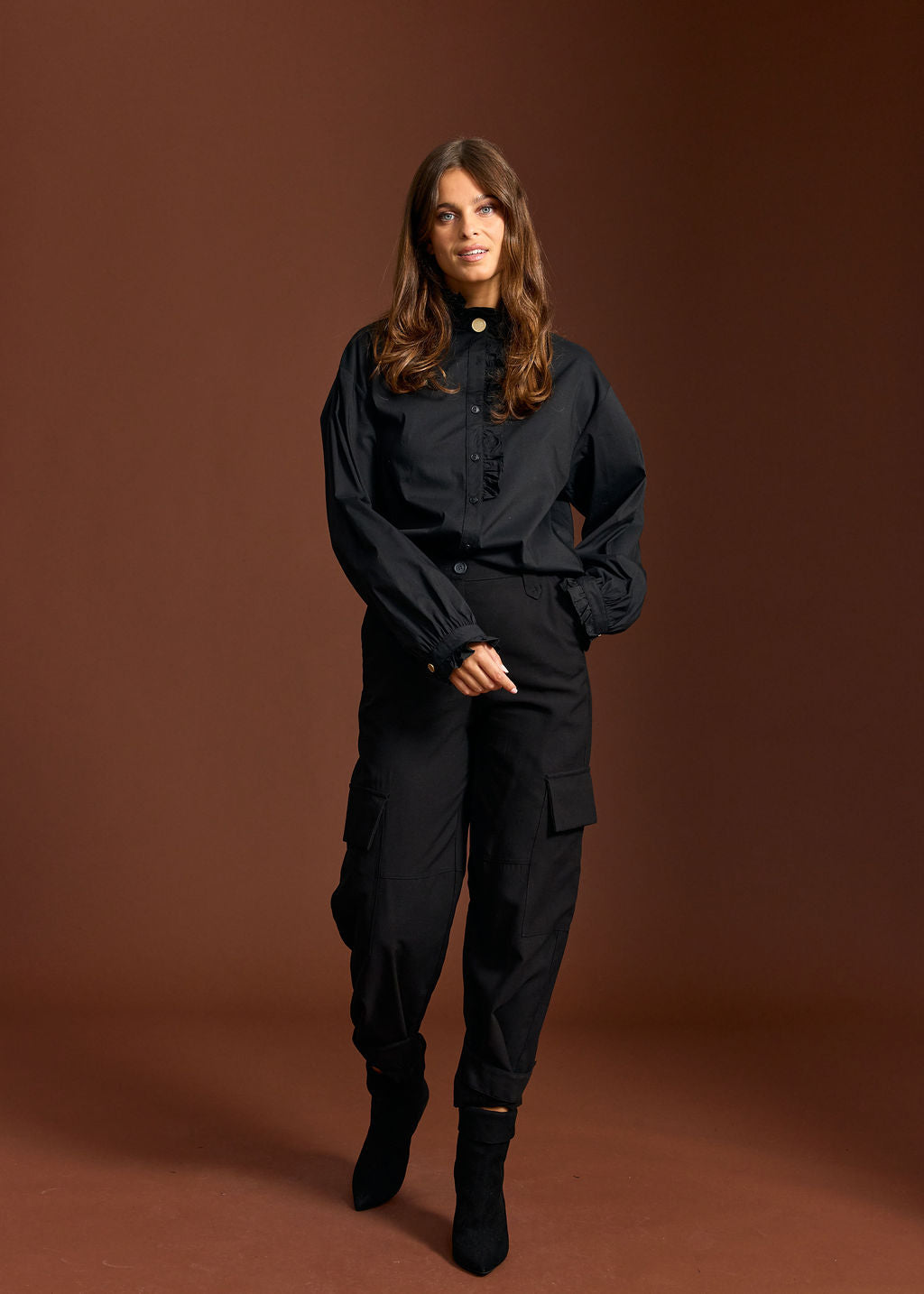 CHEMISE VOLANTÉE DIANA NOIR