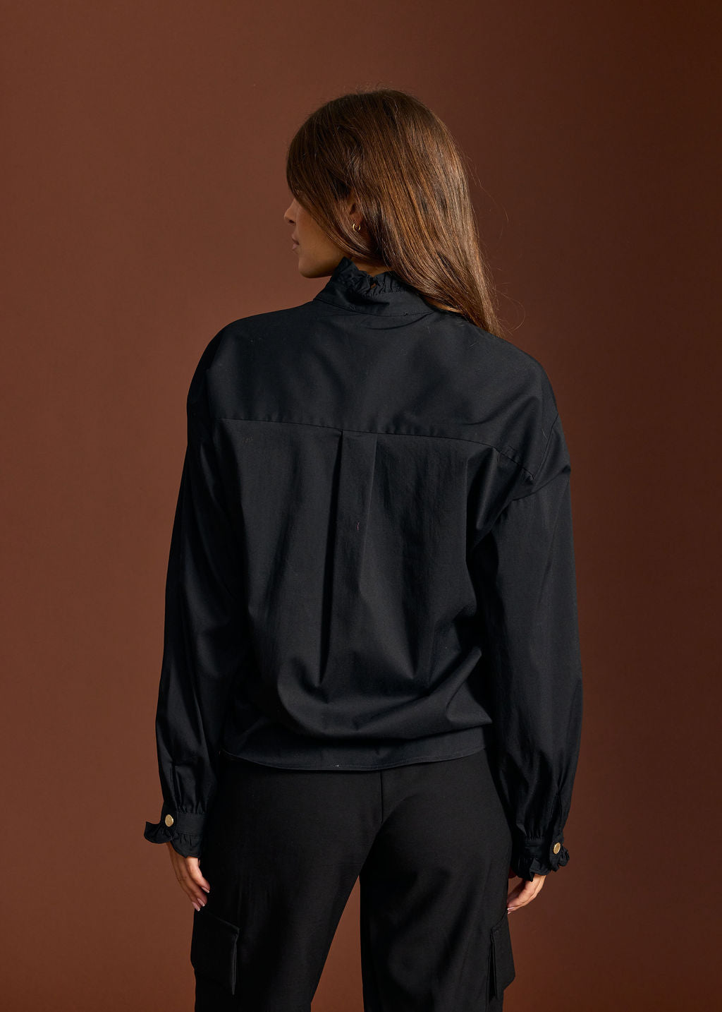 CHEMISE VOLANTÉE DIANA NOIR