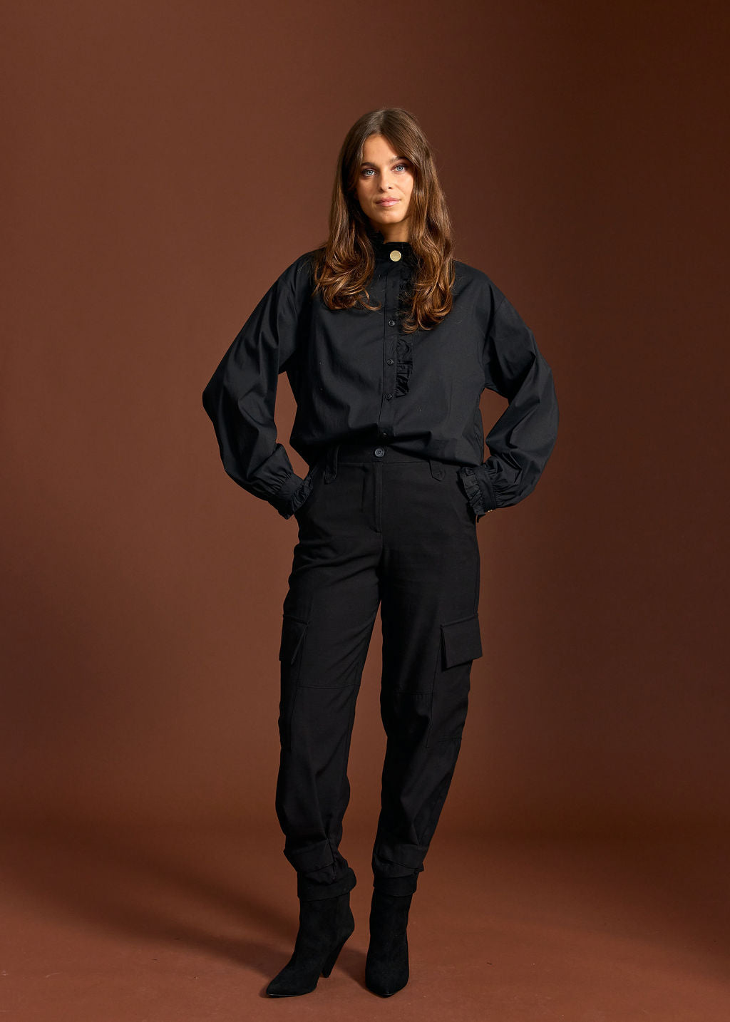 CHEMISE VOLANTÉE DIANA NOIR