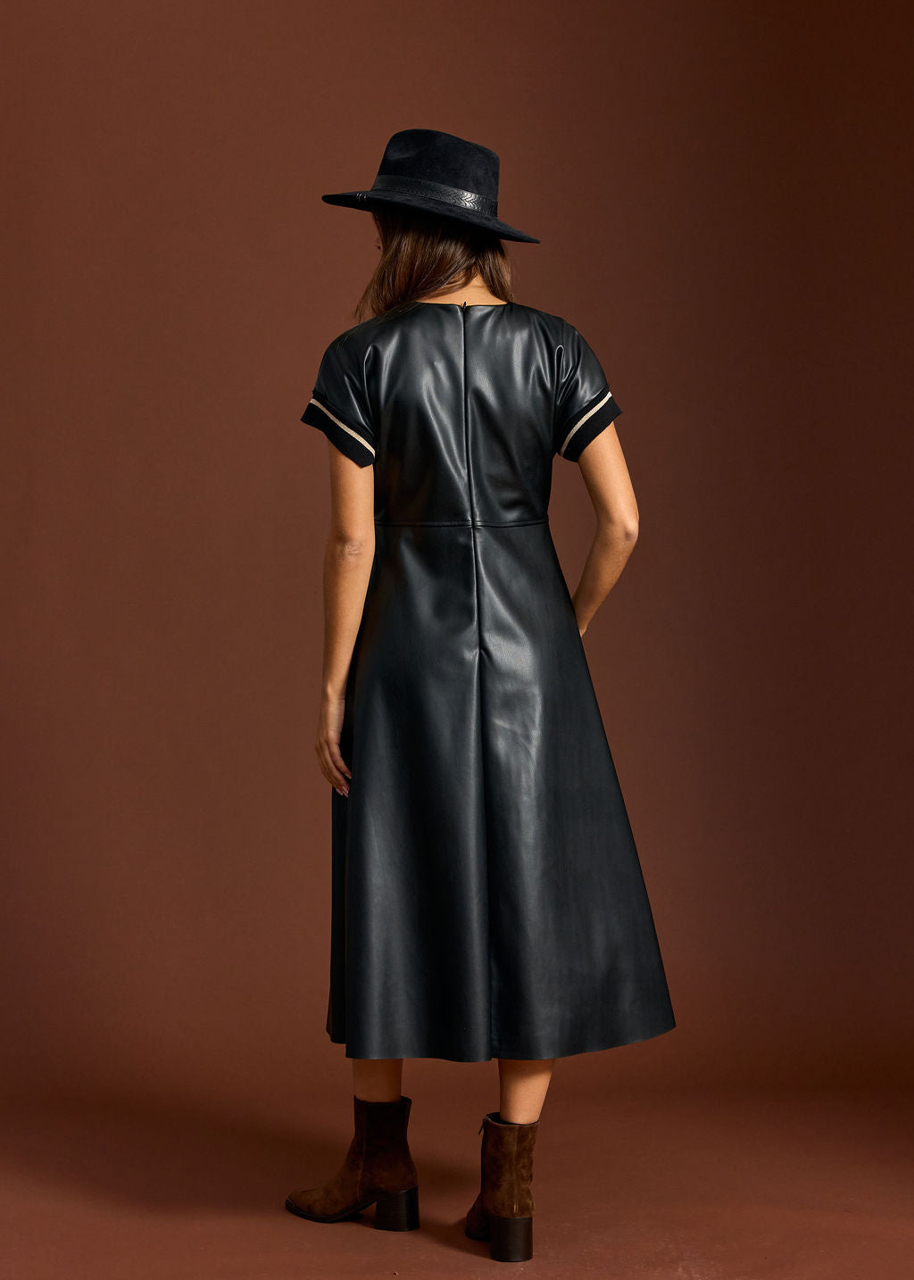 RANDY BLACK FAUX LEATHER DRESS