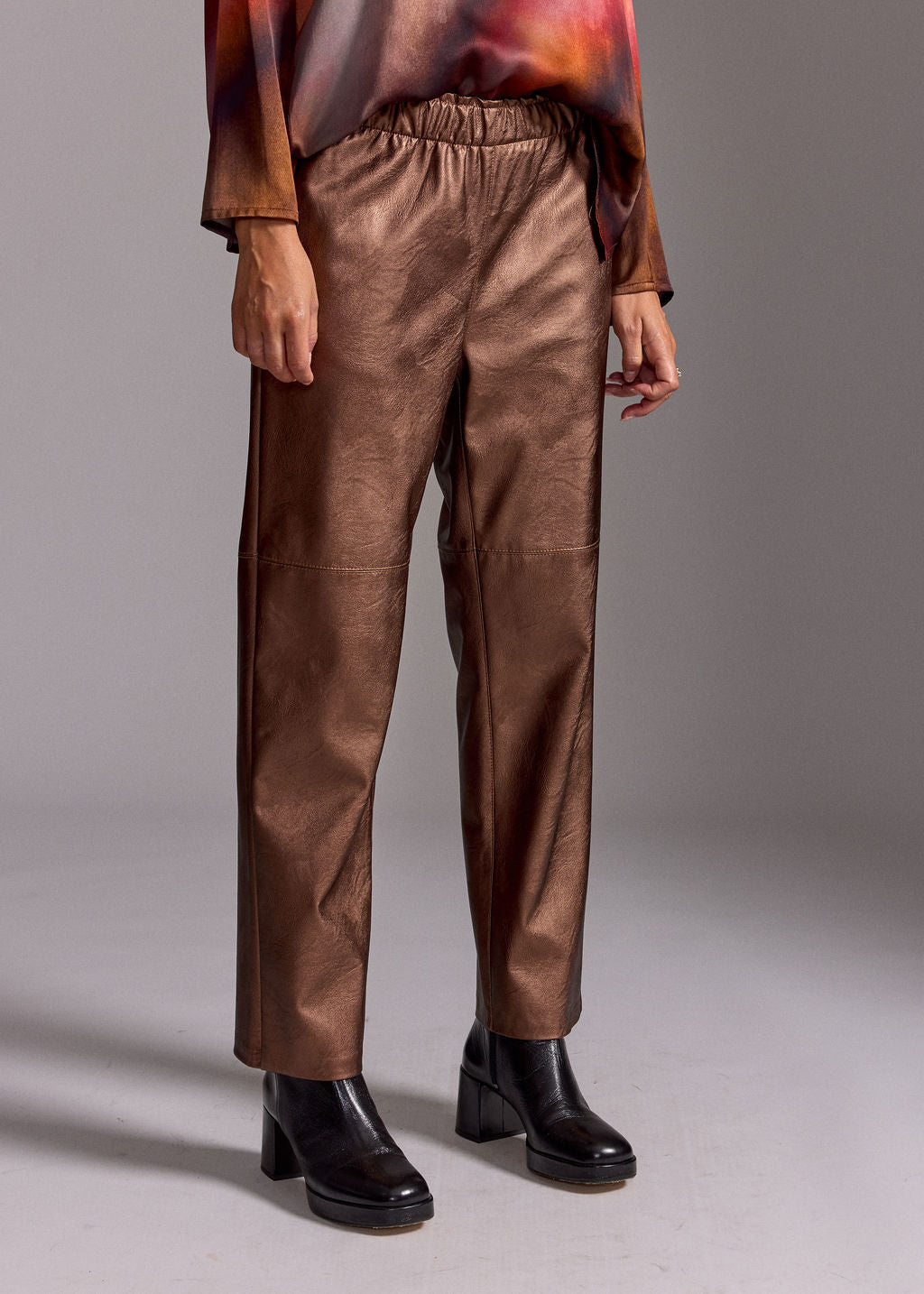 PANTALON FAUX CUIR WOODY CUIVRE