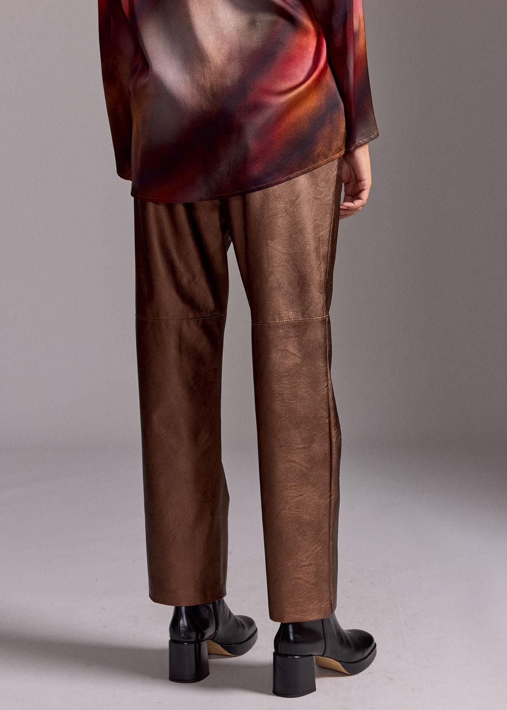 PANTALON FAUX CUIR WOODY CUIVRE