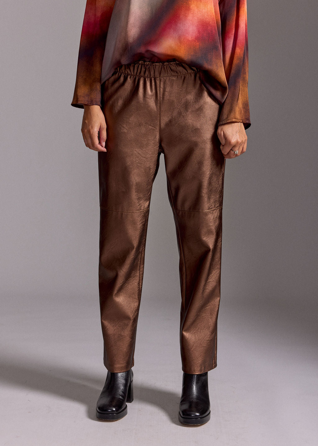 PANTALON FAUX CUIR WOODY CUIVRE