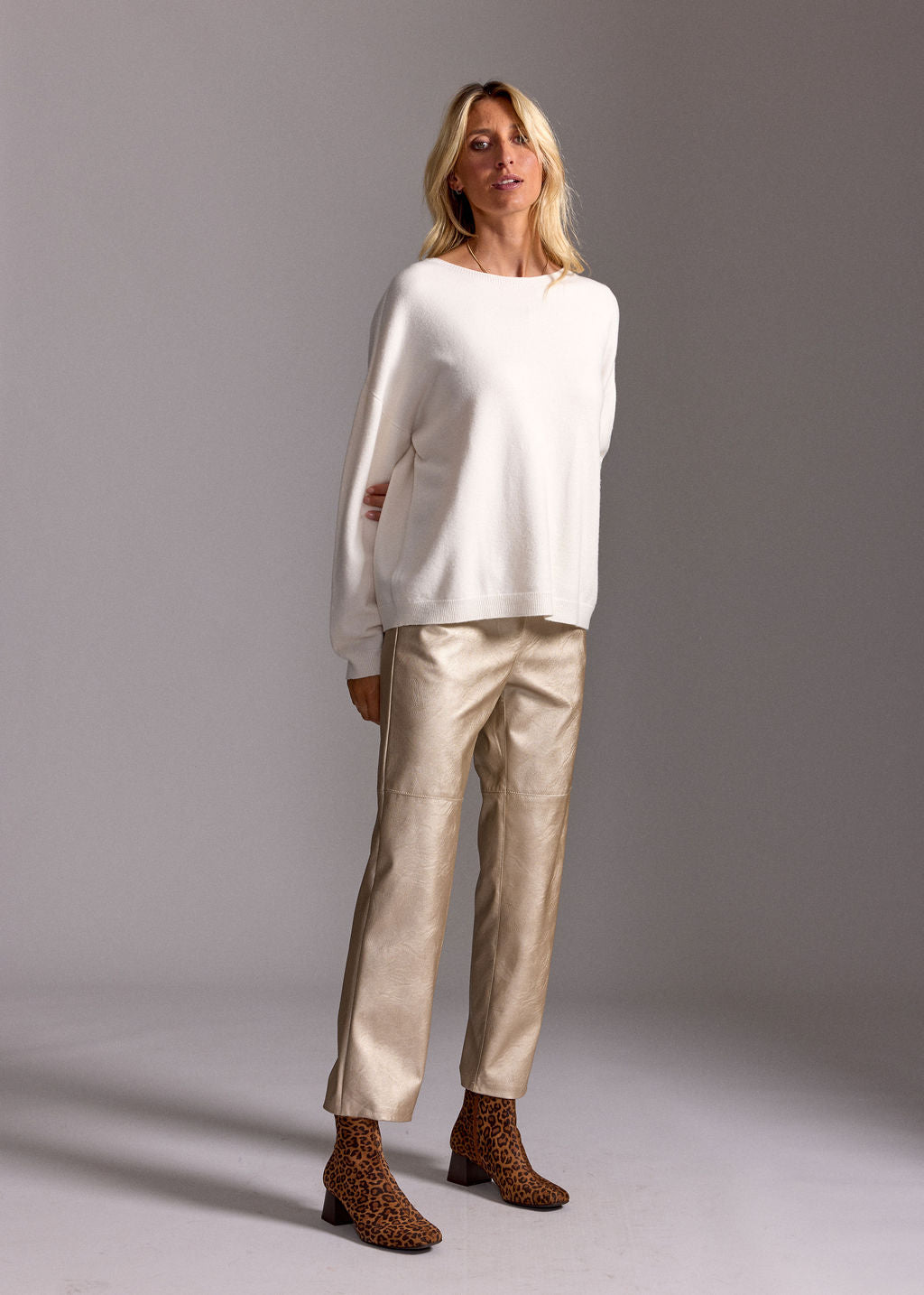 WOODY GOLD FAUX LEATHER PANTS