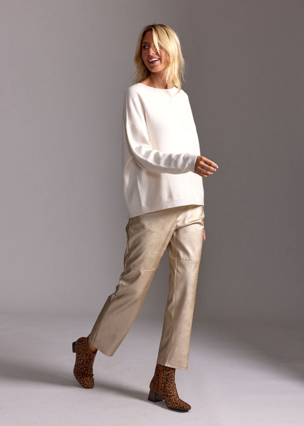 WOODY GOLD FAUX LEATHER PANTS