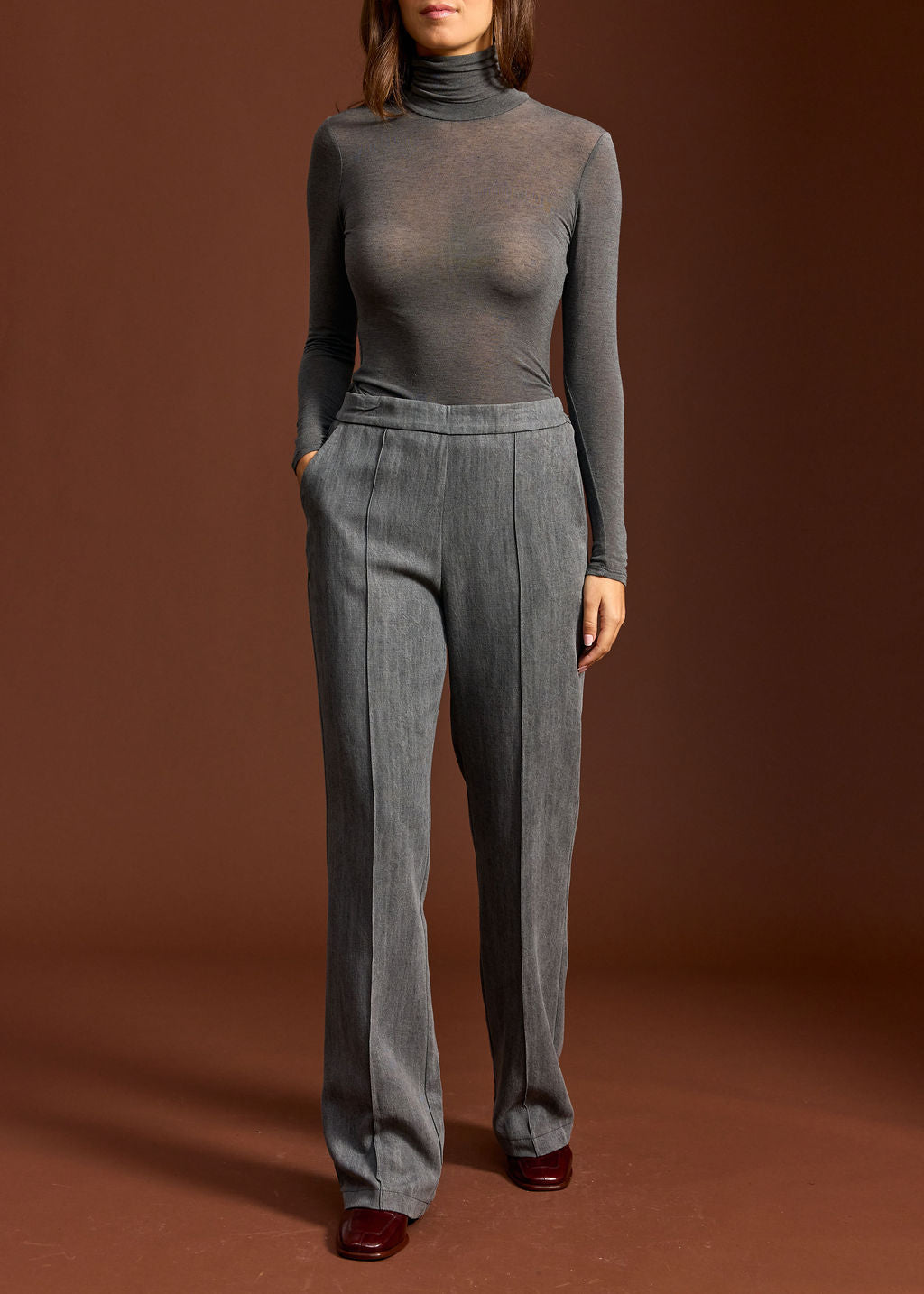 PANTALON DROIT FOX GRIS