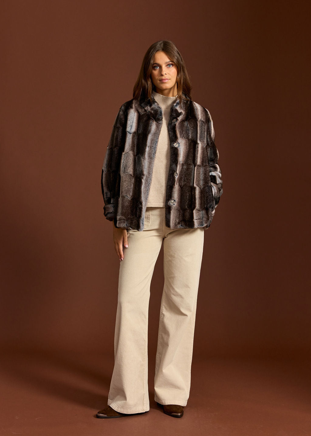 VESTE COURTE EN FAUSSE FOURRURE KAL GRIS