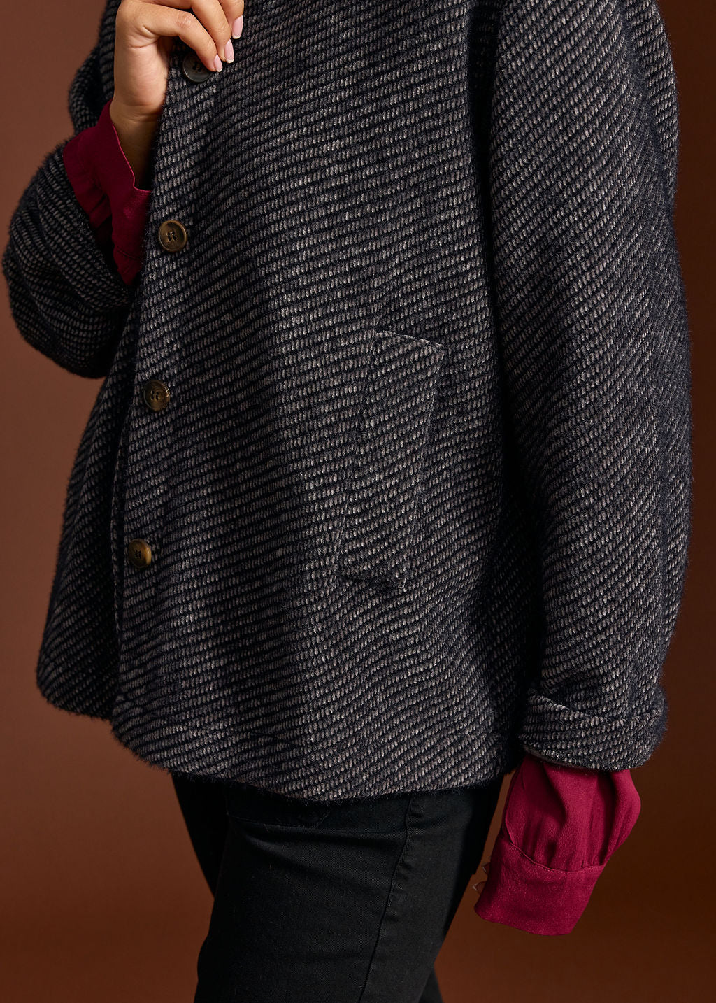 MARIA STEEL HOODED JACKET