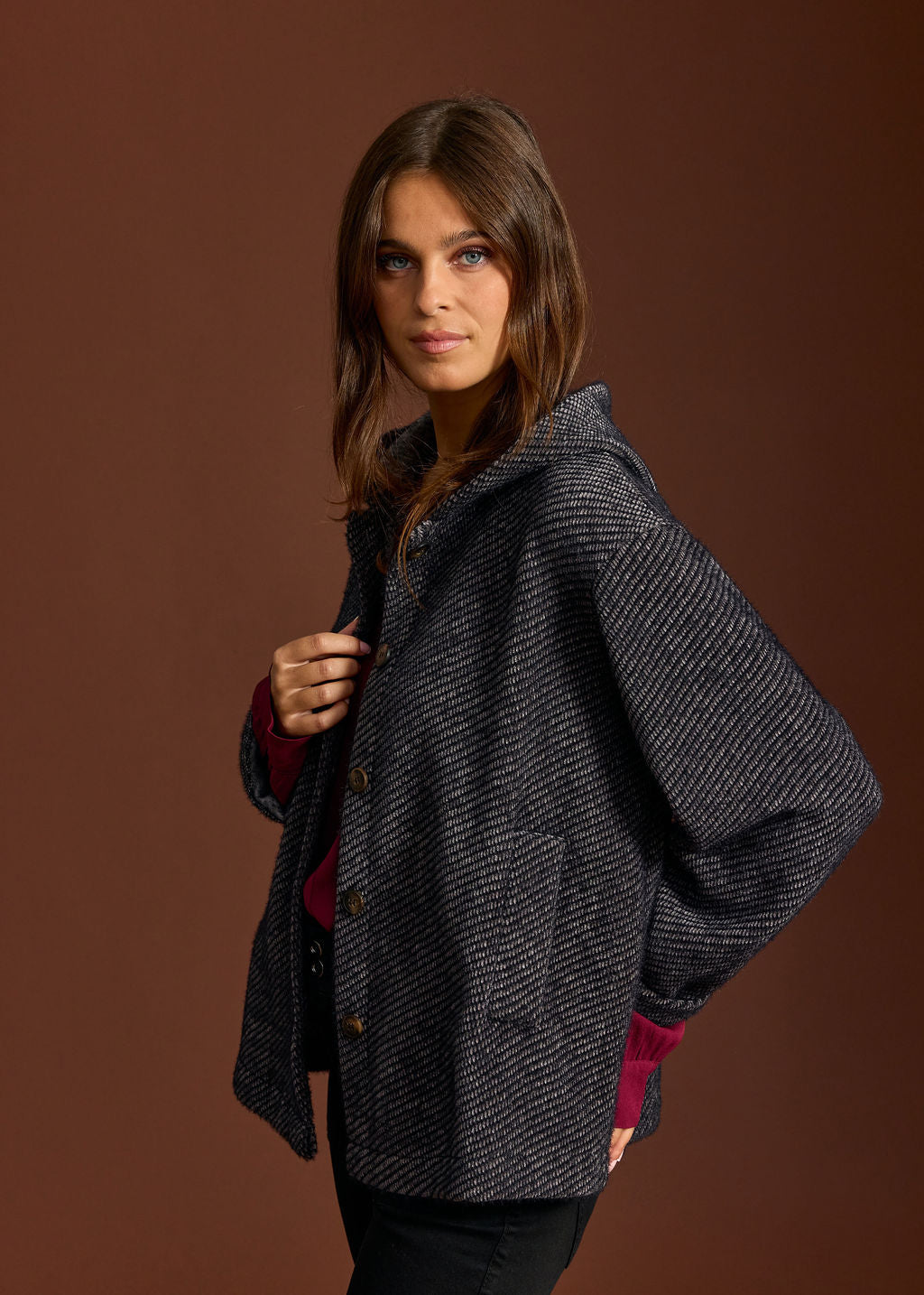 MARIA STEEL HOODED JACKET