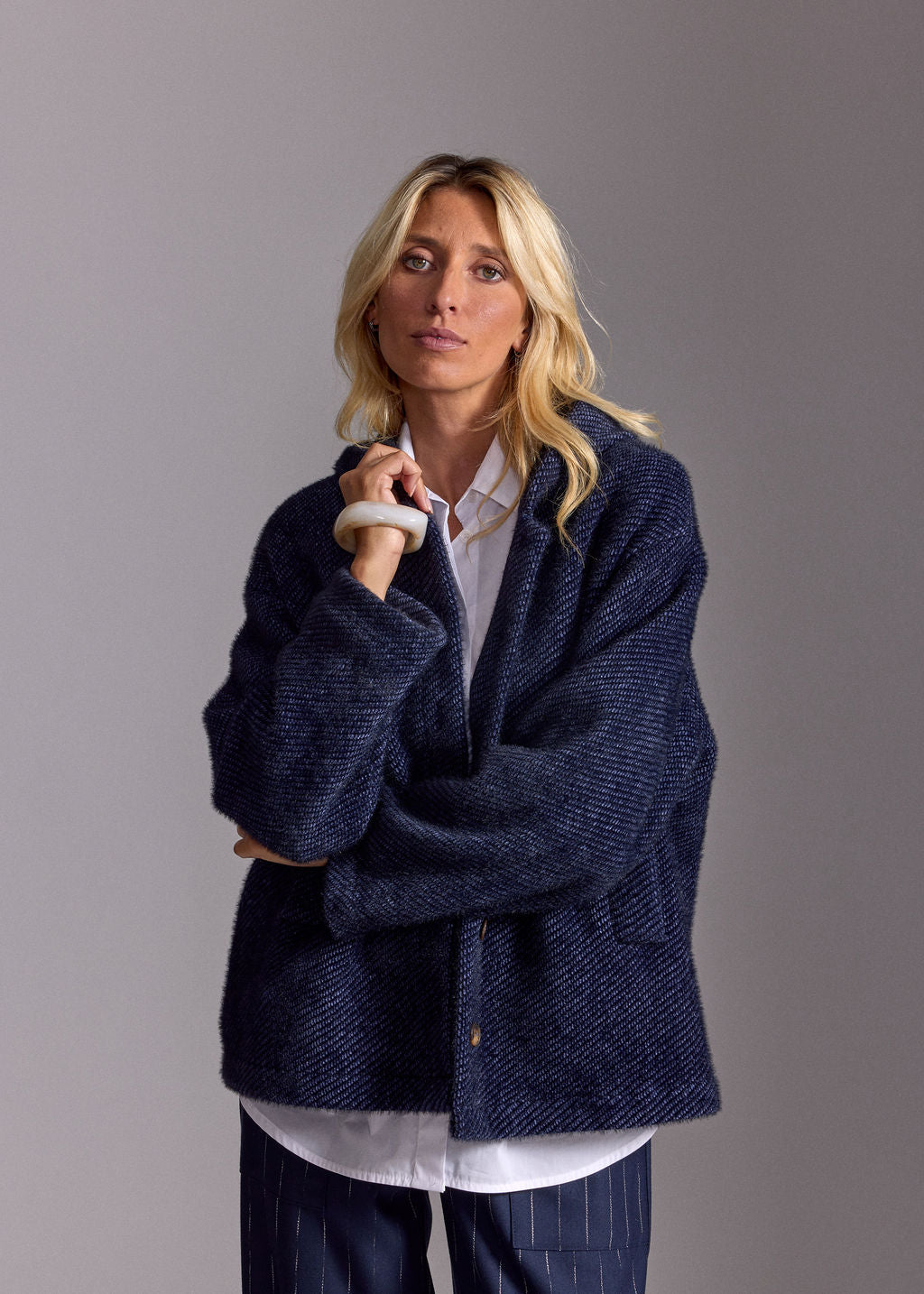 MARIA BLUE HOODED JACKET