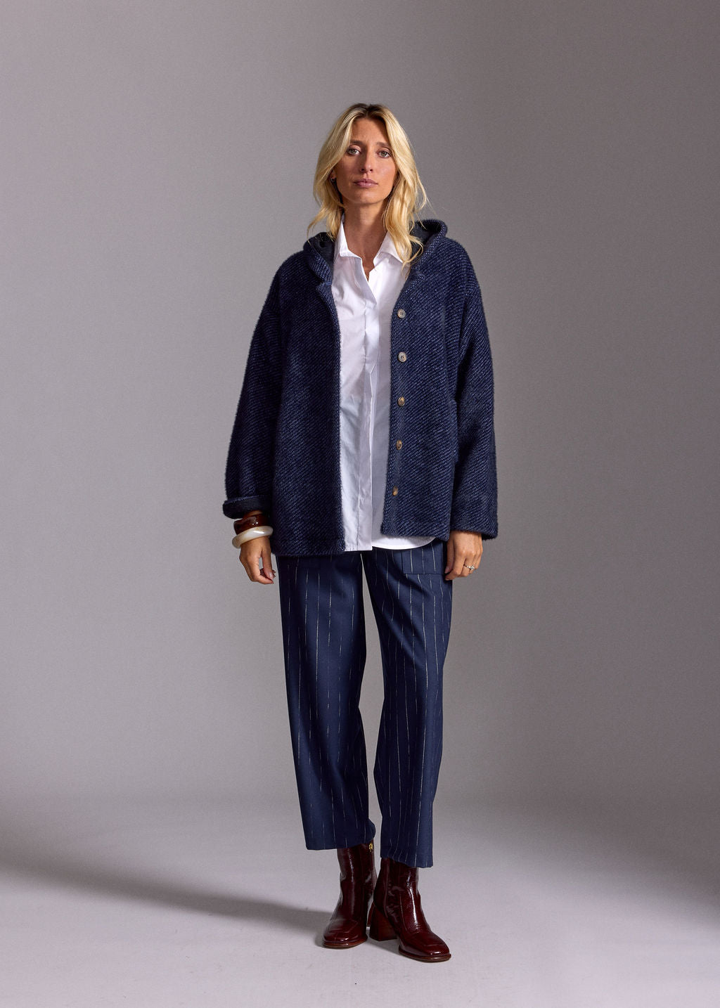 MARIA BLUE HOODED JACKET