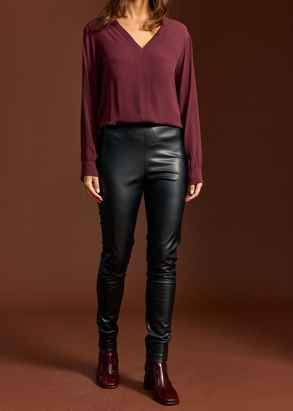 LEGGINS EN FAUX CUIR MEL NOIR