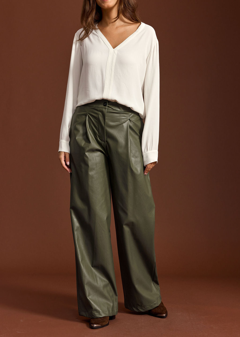 MISHA GREEN FAUX LEATHER FLUID PANTS