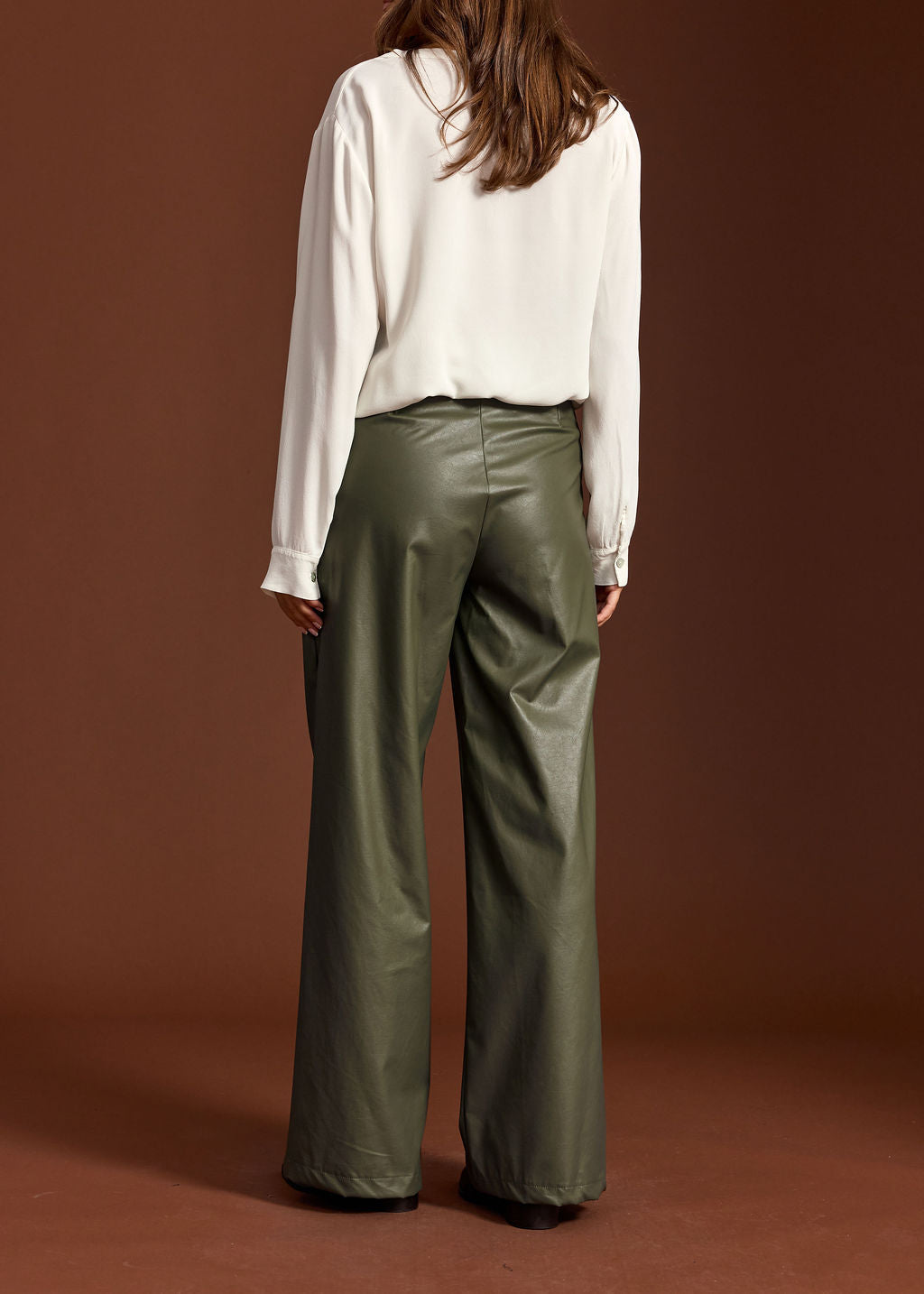 MISHA GREEN FAUX LEATHER FLUID PANTS