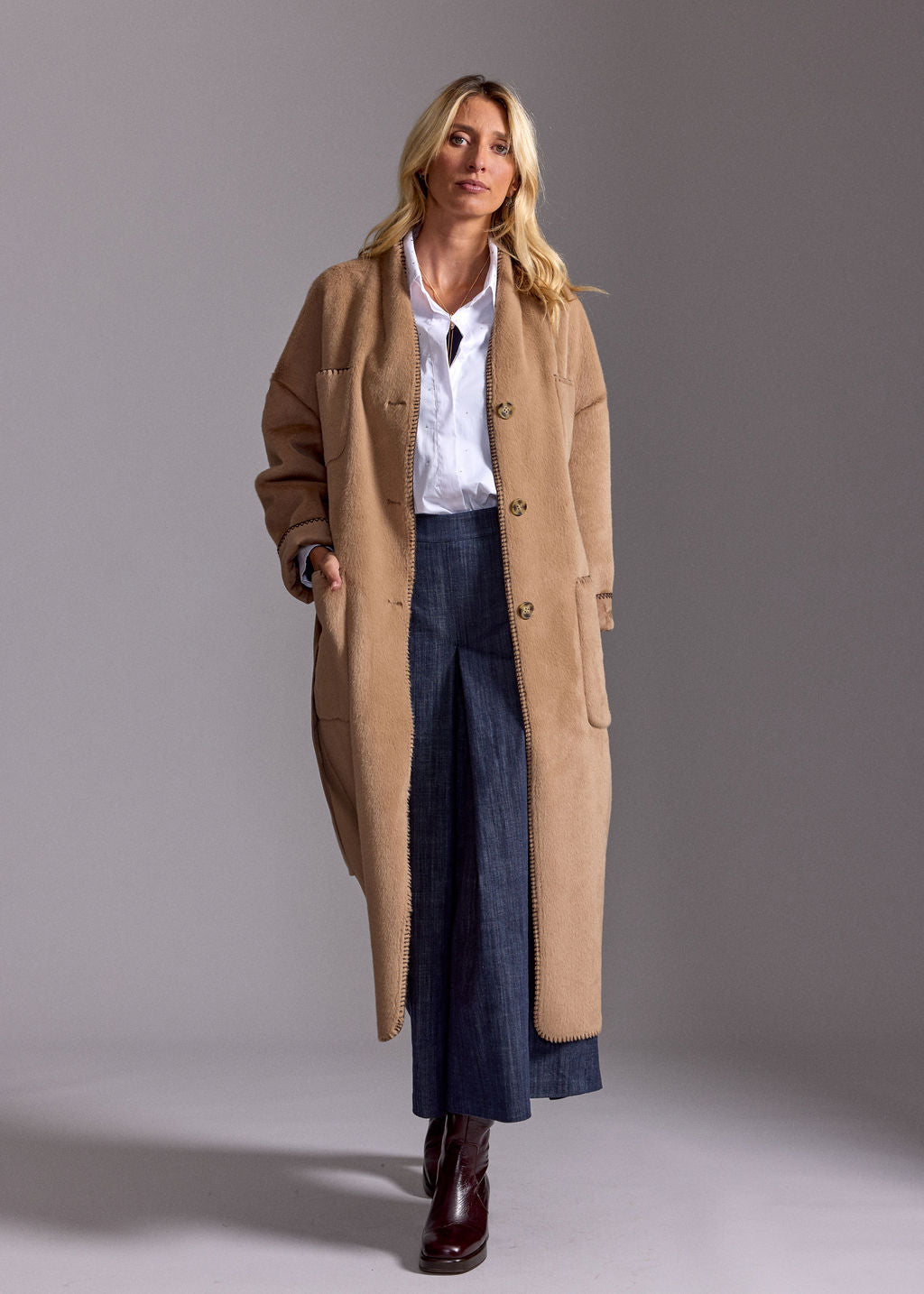 RALF BEIGE FAUX FUR COAT