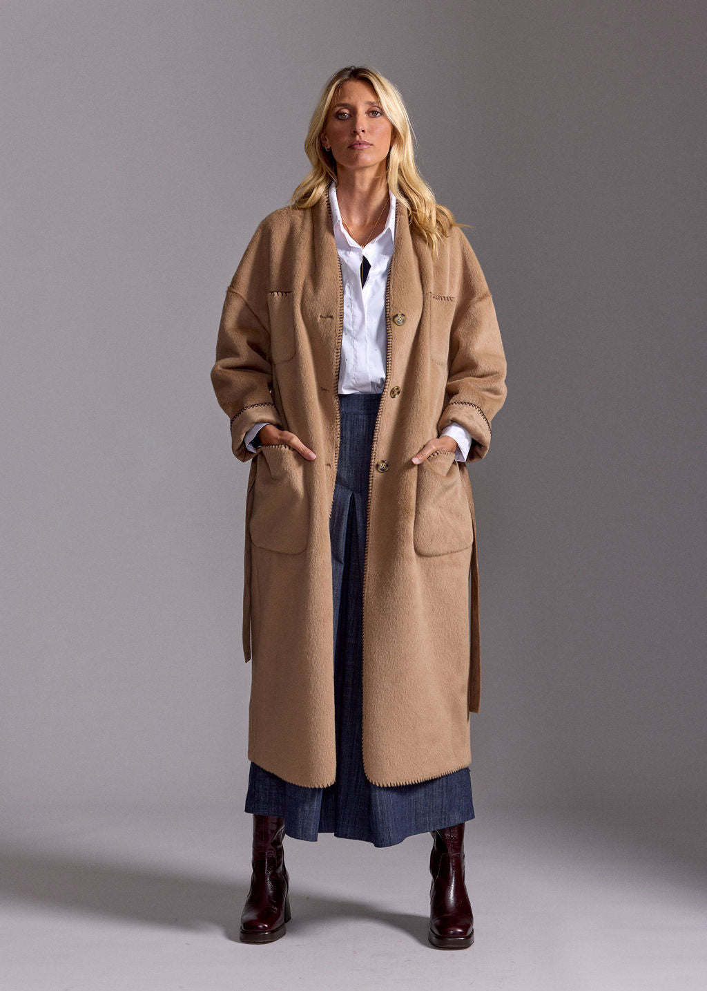 RALF BEIGE FAUX FUR COAT