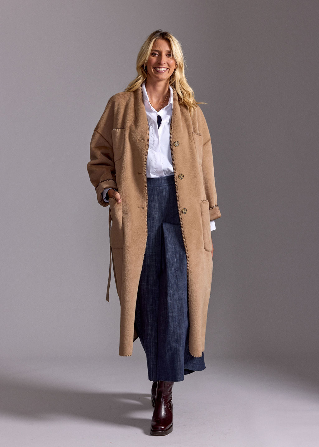 RALF BEIGE FAUX FUR COAT