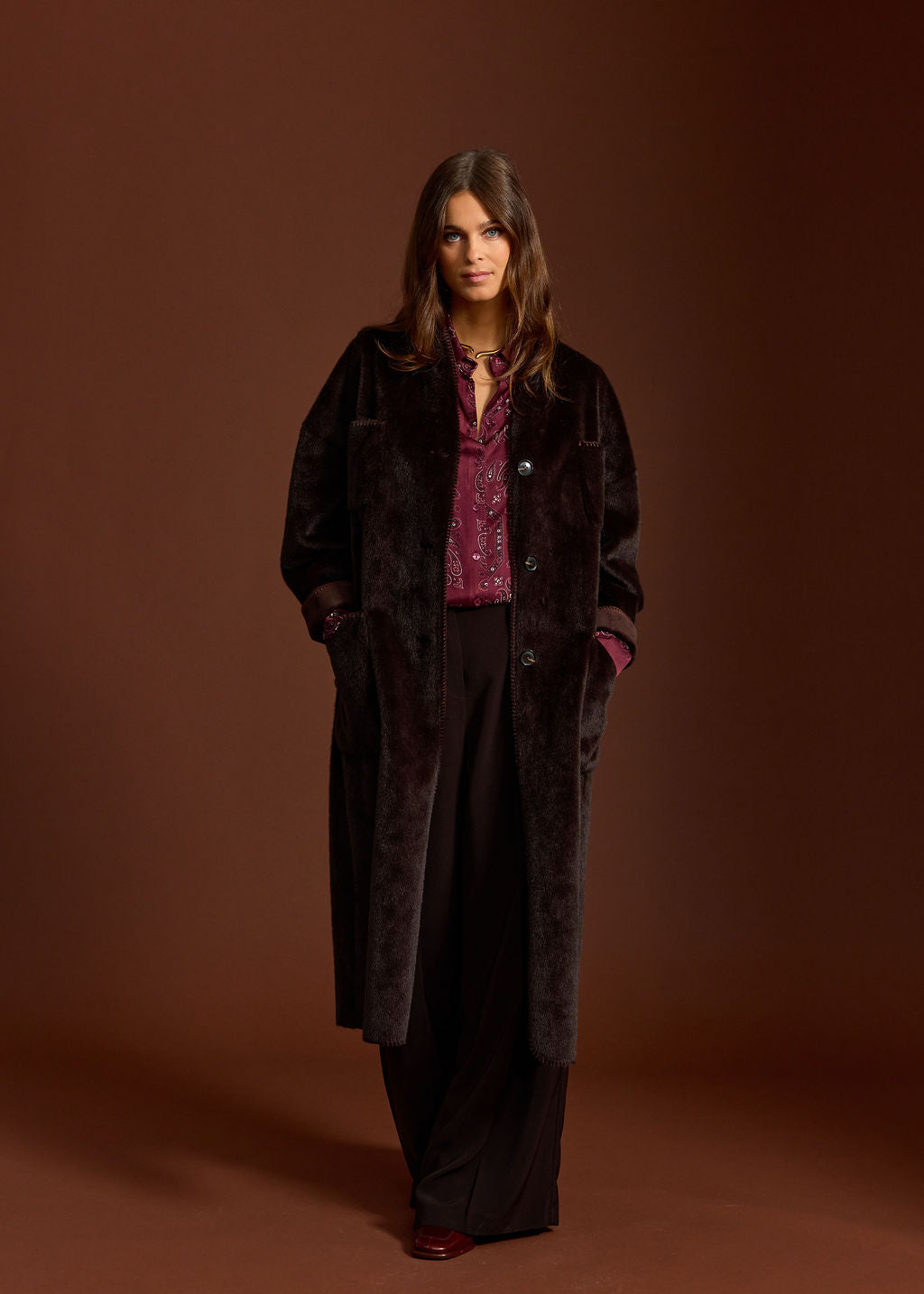 MANTEAU EN FAUSSE FOURRURE RALF CAFE