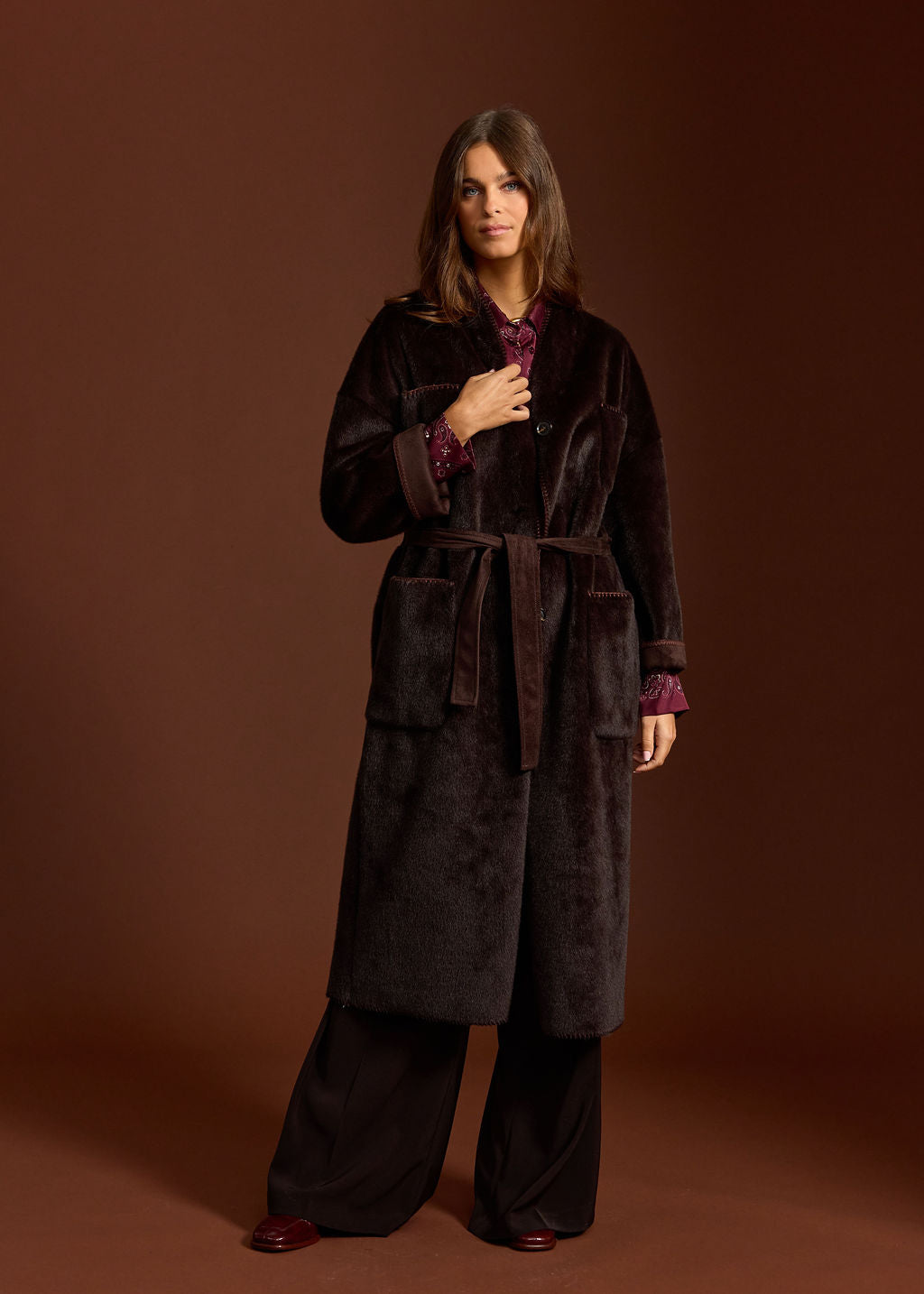 MANTEAU EN FAUSSE FOURRURE RALF CAFE