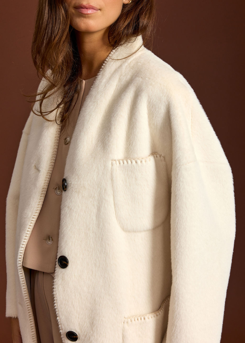 MANTEAU EN FAUSSE FOURRURE RALF CREME