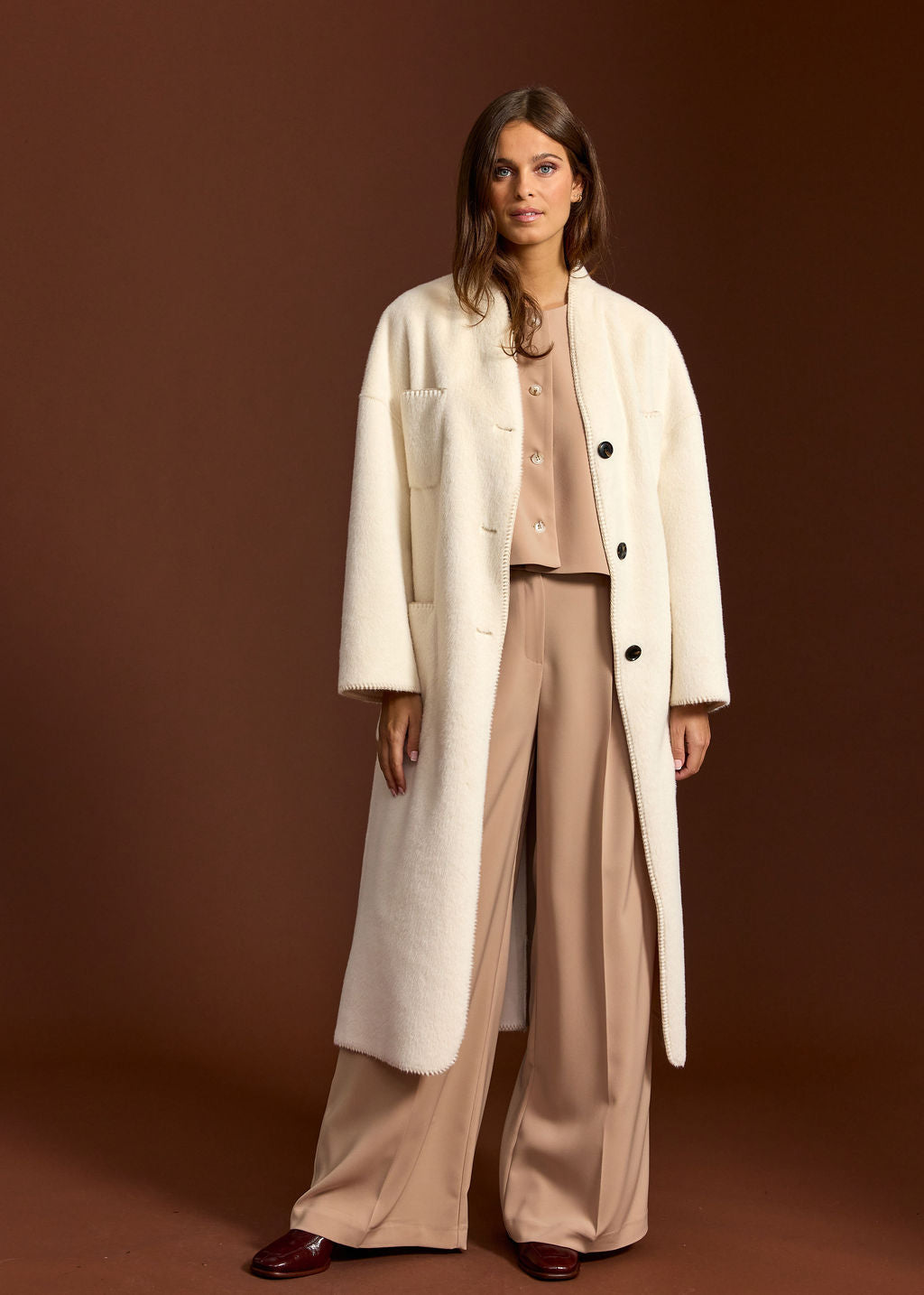 MANTEAU EN FAUSSE FOURRURE RALF CREME