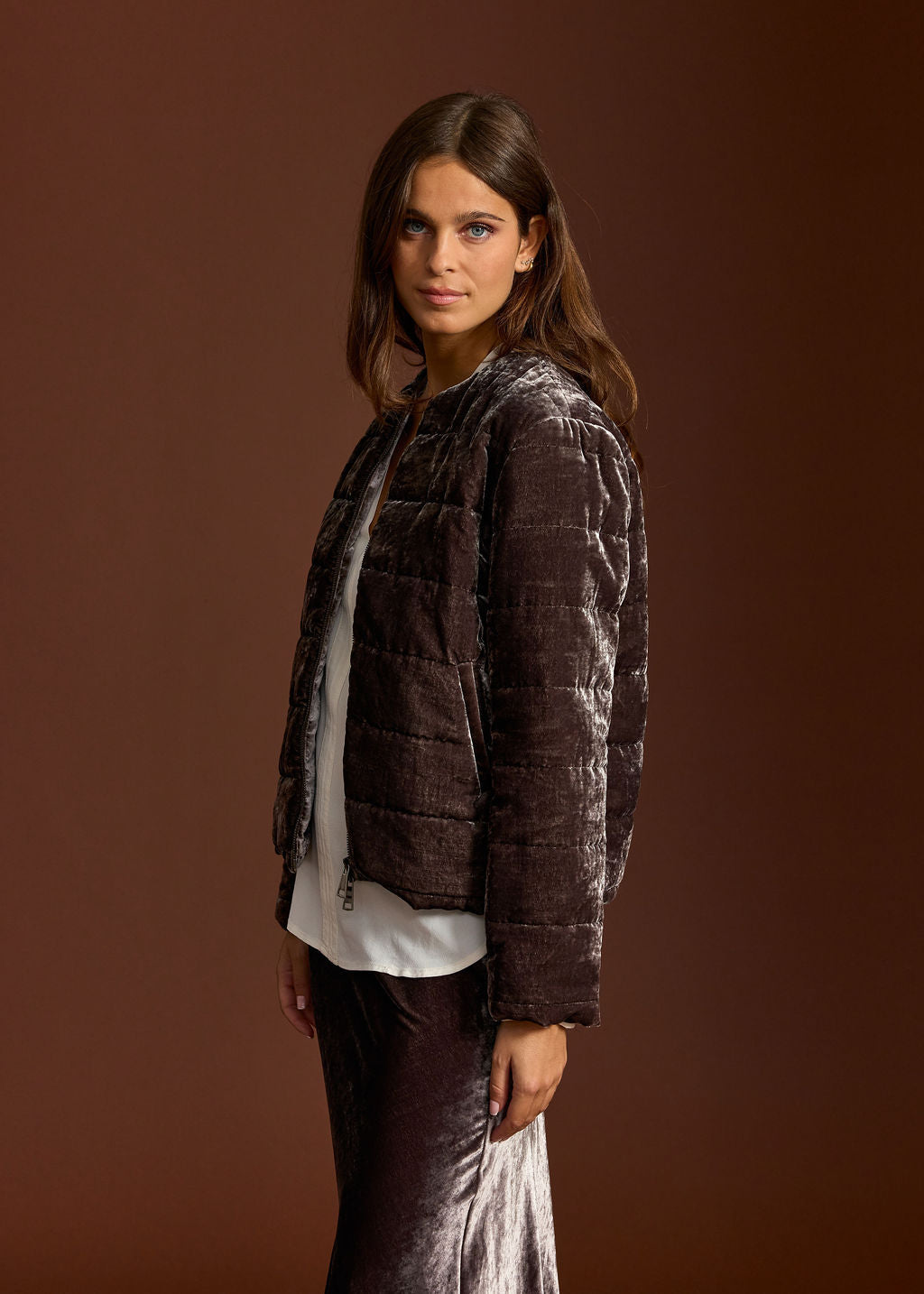 MOUSE SHELL QUILTED VELVET JACKET