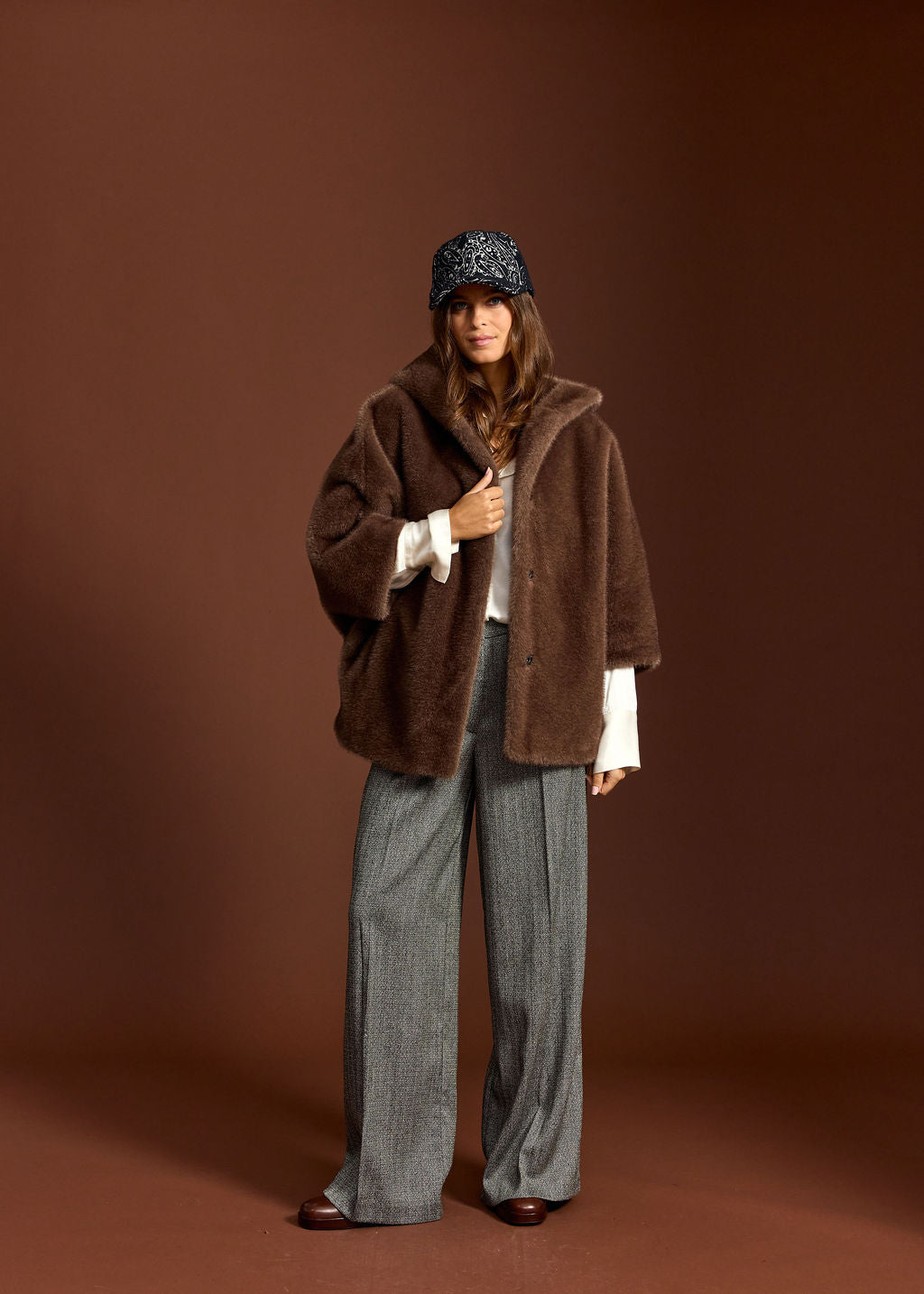 SOFIA CAFE FAUX FUR HOODED JACKET