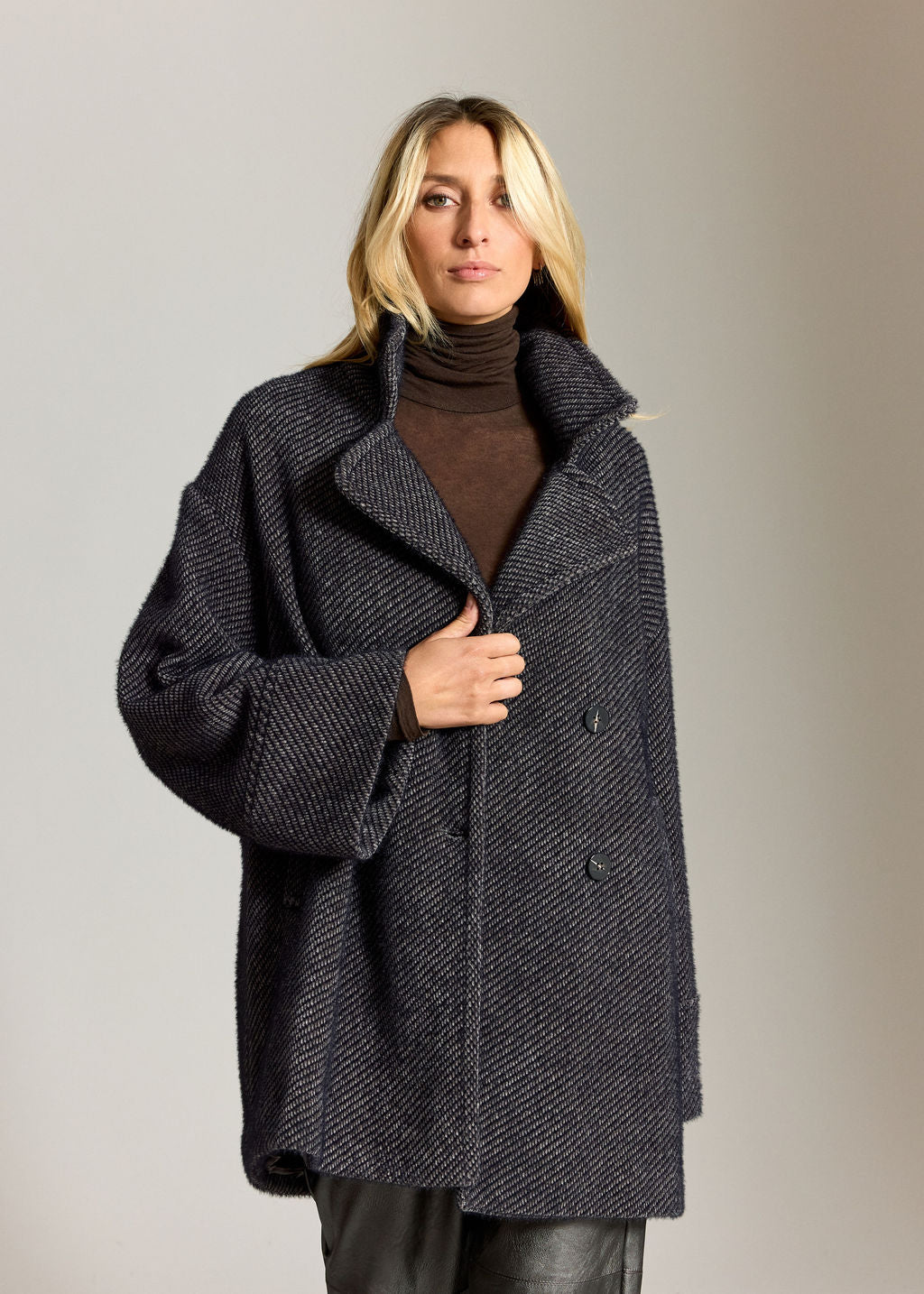 MANTEAU CABAN DUVETEUX SOF ACIER
