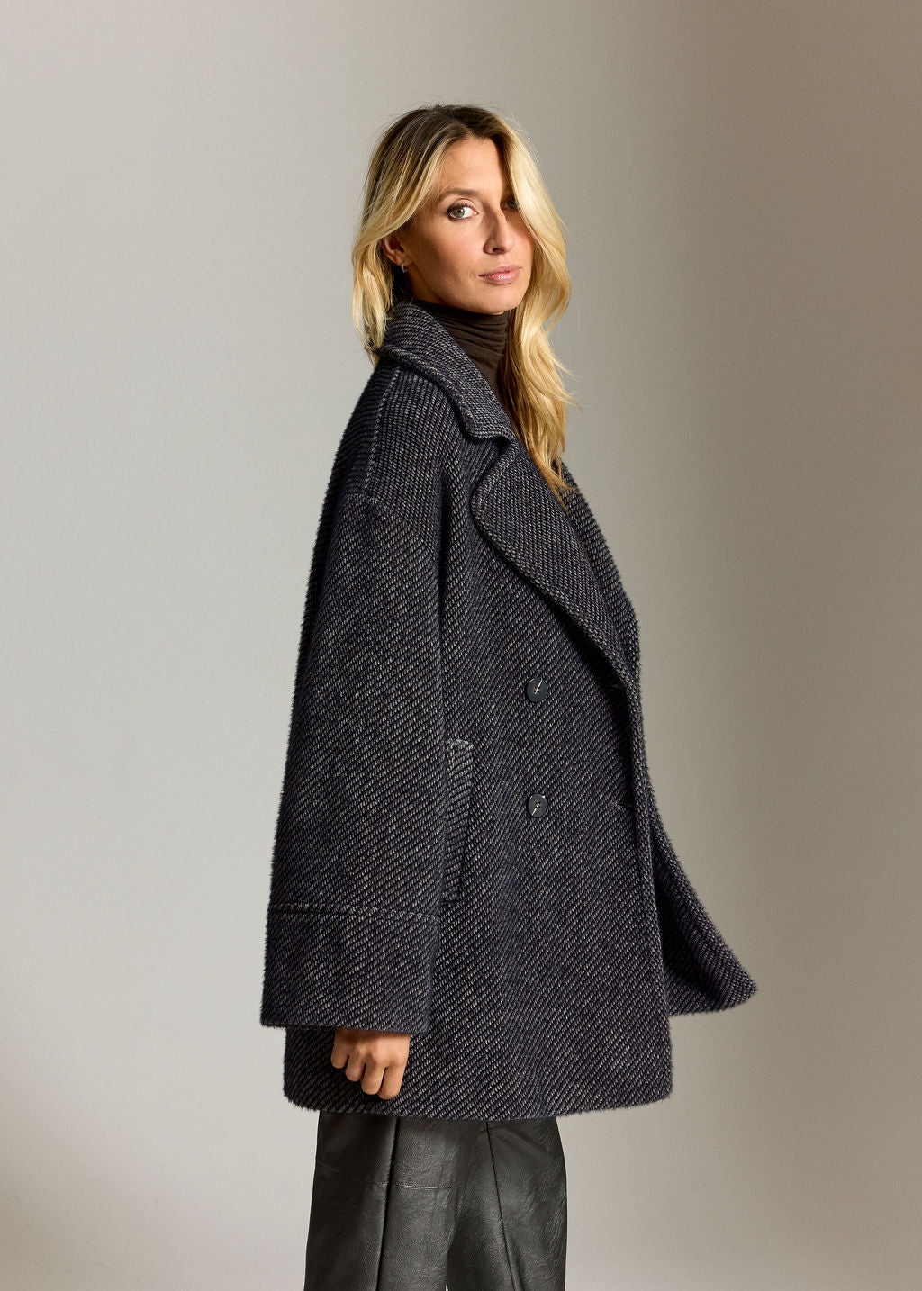 MANTEAU CABAN DUVETEUX SOF ACIER