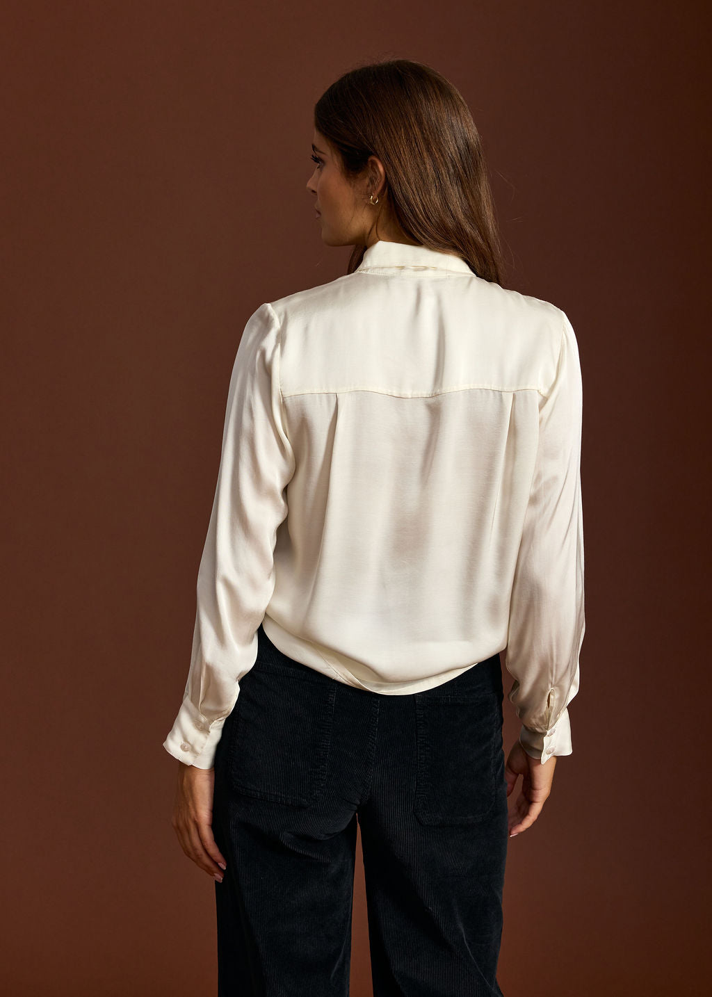 DALI ECRU COWL COLLAR SHIRT