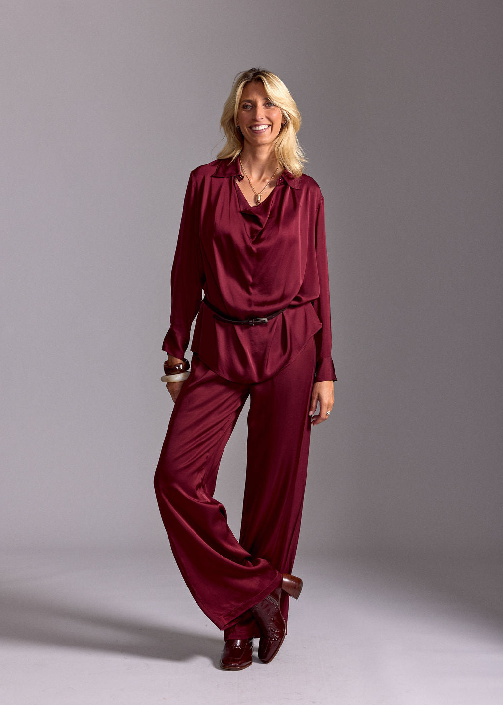 DALI RED COWL NECK SHIRT